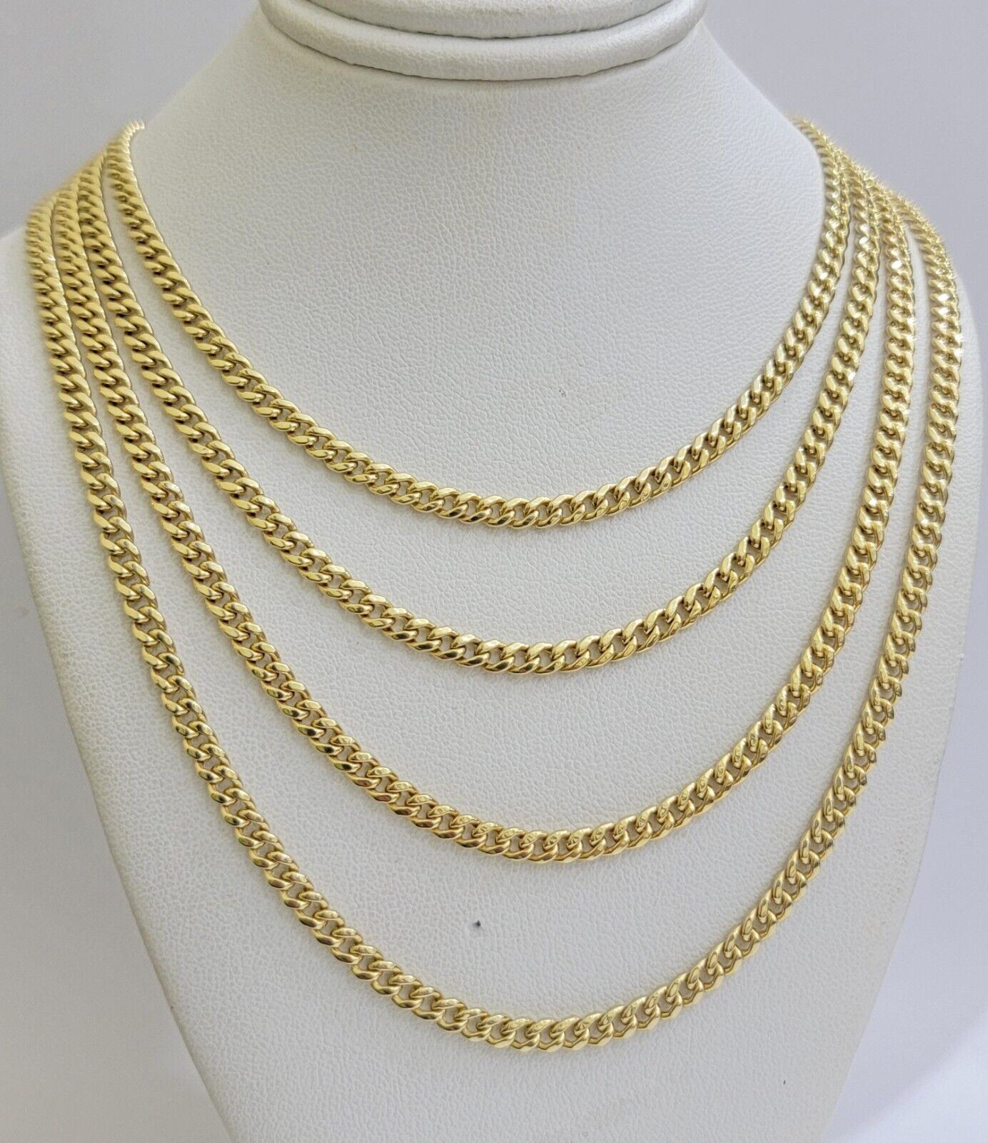 Real 14K Yellow Gold Chain Necklace Miami Cuban Link Chain 3.5mm 18" - 26'' Inch - GoldenlinQ