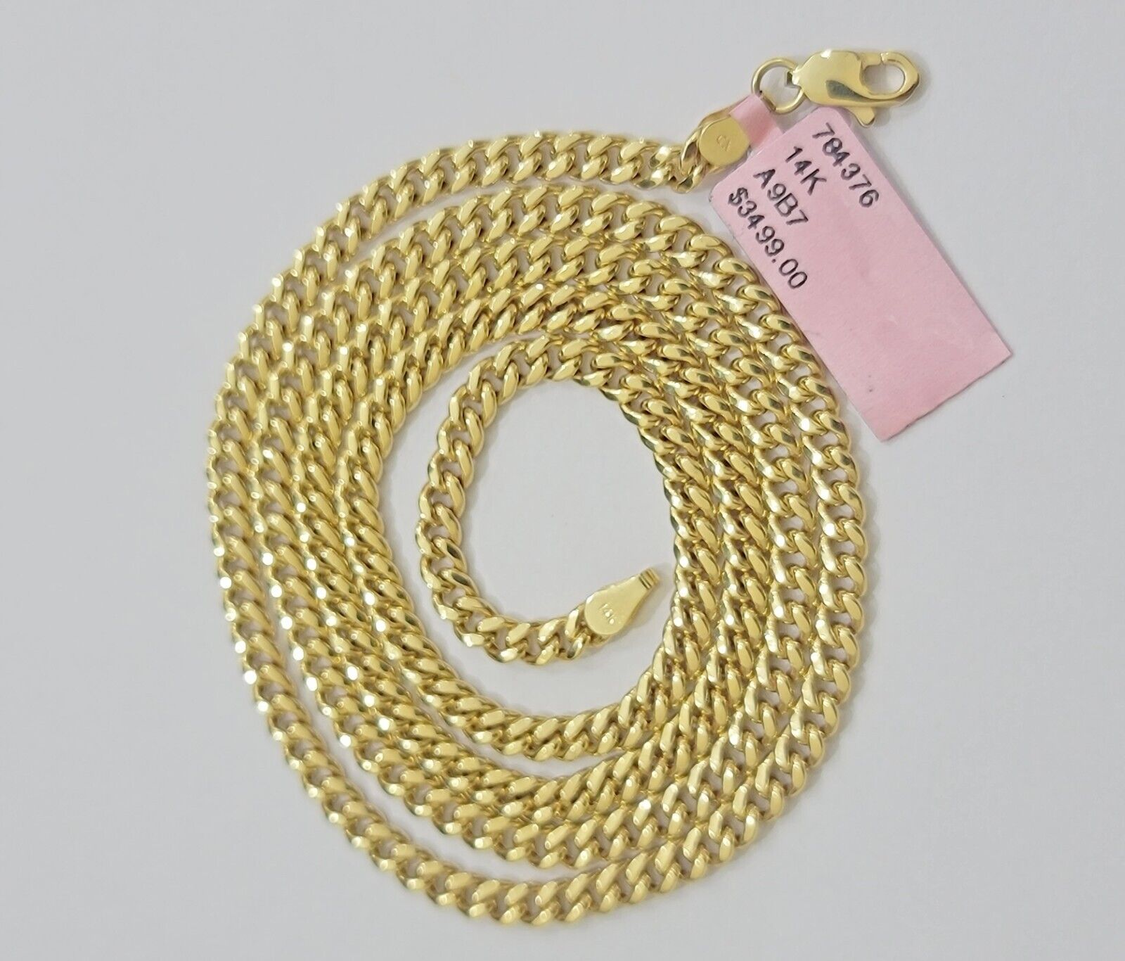 Real 14K Yellow Gold Chain Necklace Miami Cuban Link Chain 3.5mm 18" - 26'' Inch - GoldenlinQ