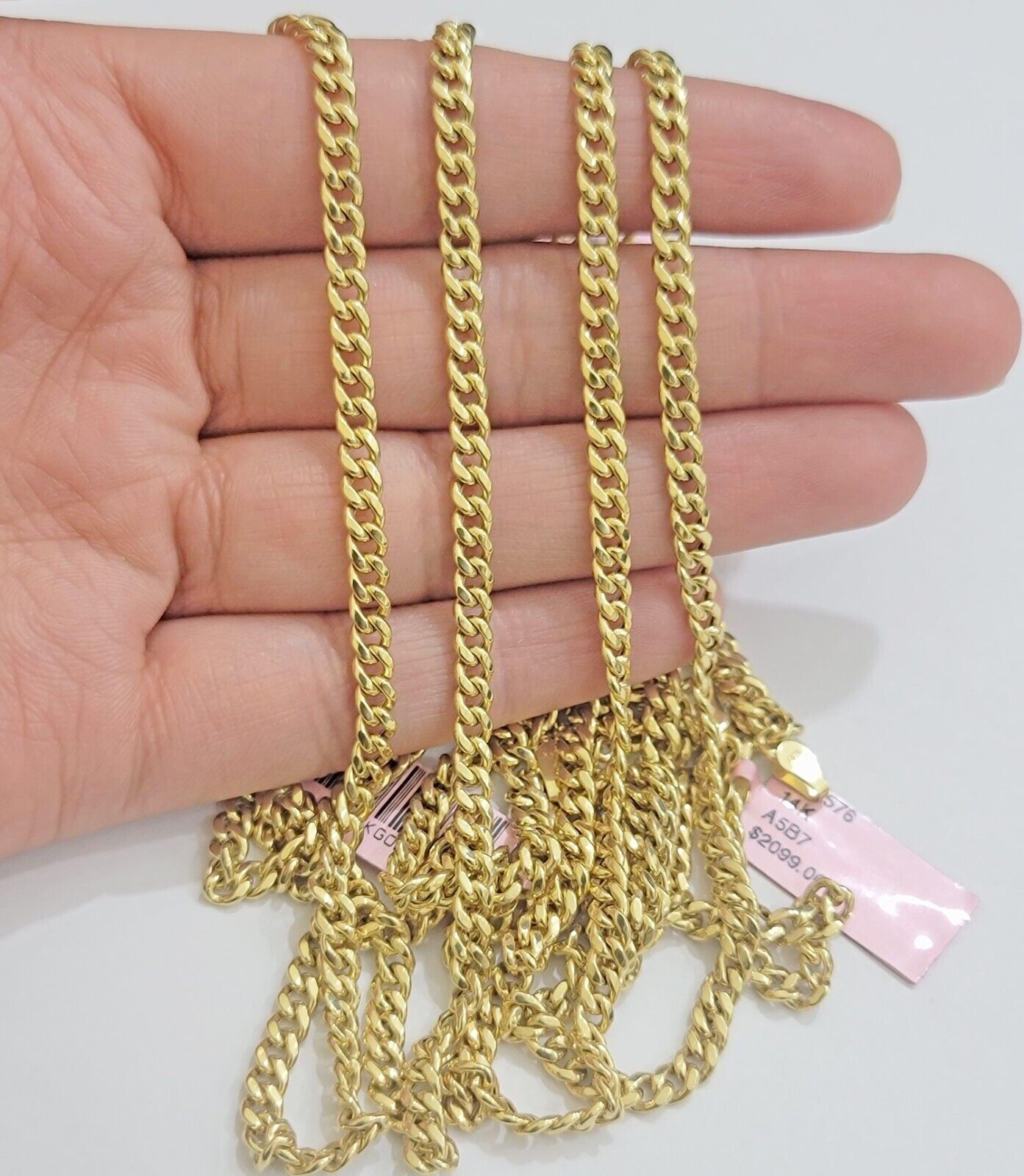 Real 14K Yellow Gold Chain Necklace Miami Cuban Link Chain 3.5mm 18" - 26'' Inch - GoldenlinQ