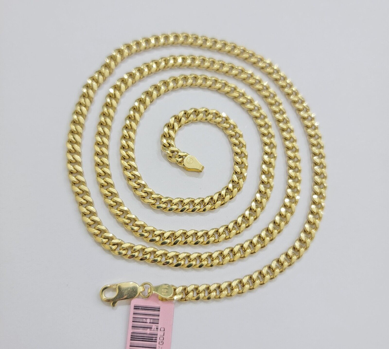 Real 14K Yellow Gold Chain Necklace Miami Cuban Link Chain 4.5mm 18" - 26'' Inch - GoldenlinQ