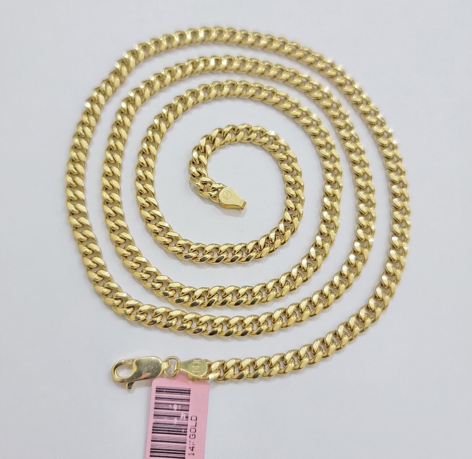 Real 14K Yellow Gold Chain Necklace Miami Cuban Link Chain 4.5mm 18" - 26'' Inch - GoldenlinQ