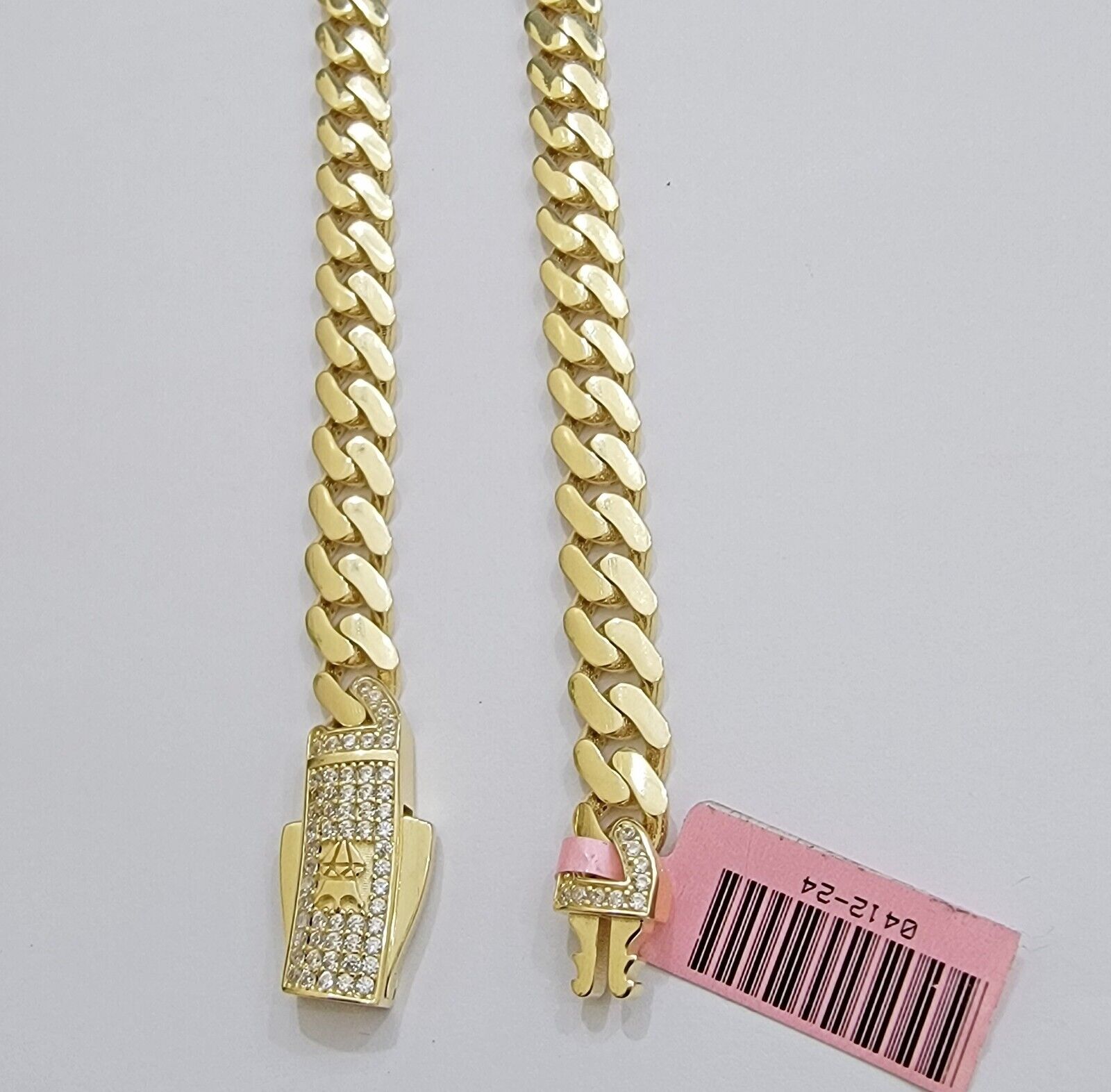 Real 14K Yellow Gold Chain Necklace Royal Monaco Cuban Link 7mm 20" - 24" ,Hollow - GoldenlinQ