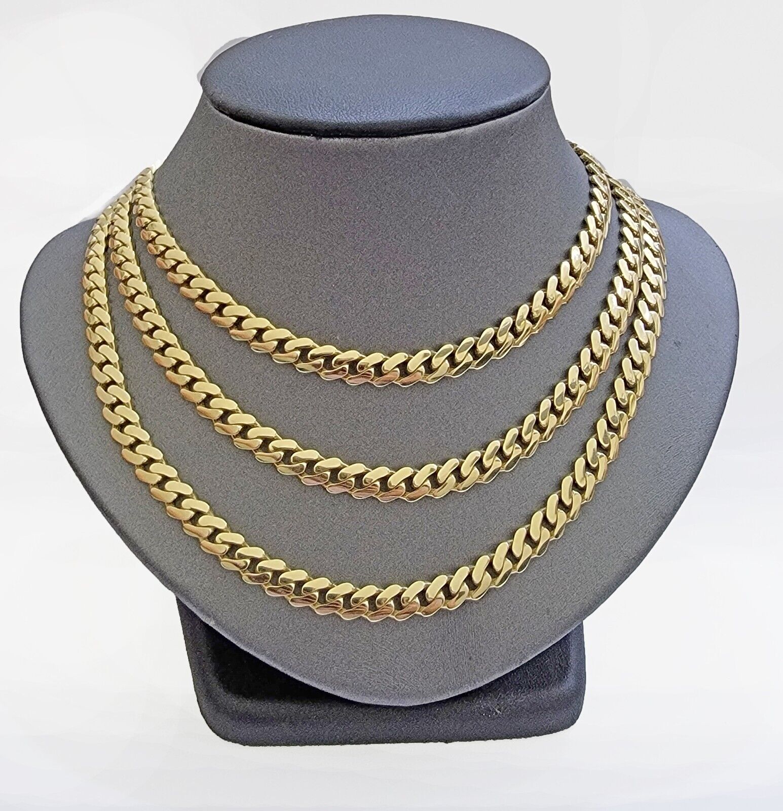 Real 14K Yellow Gold Chain Necklace Royal Monaco Cuban Link 7mm 20" - 24" ,Hollow - GoldenlinQ