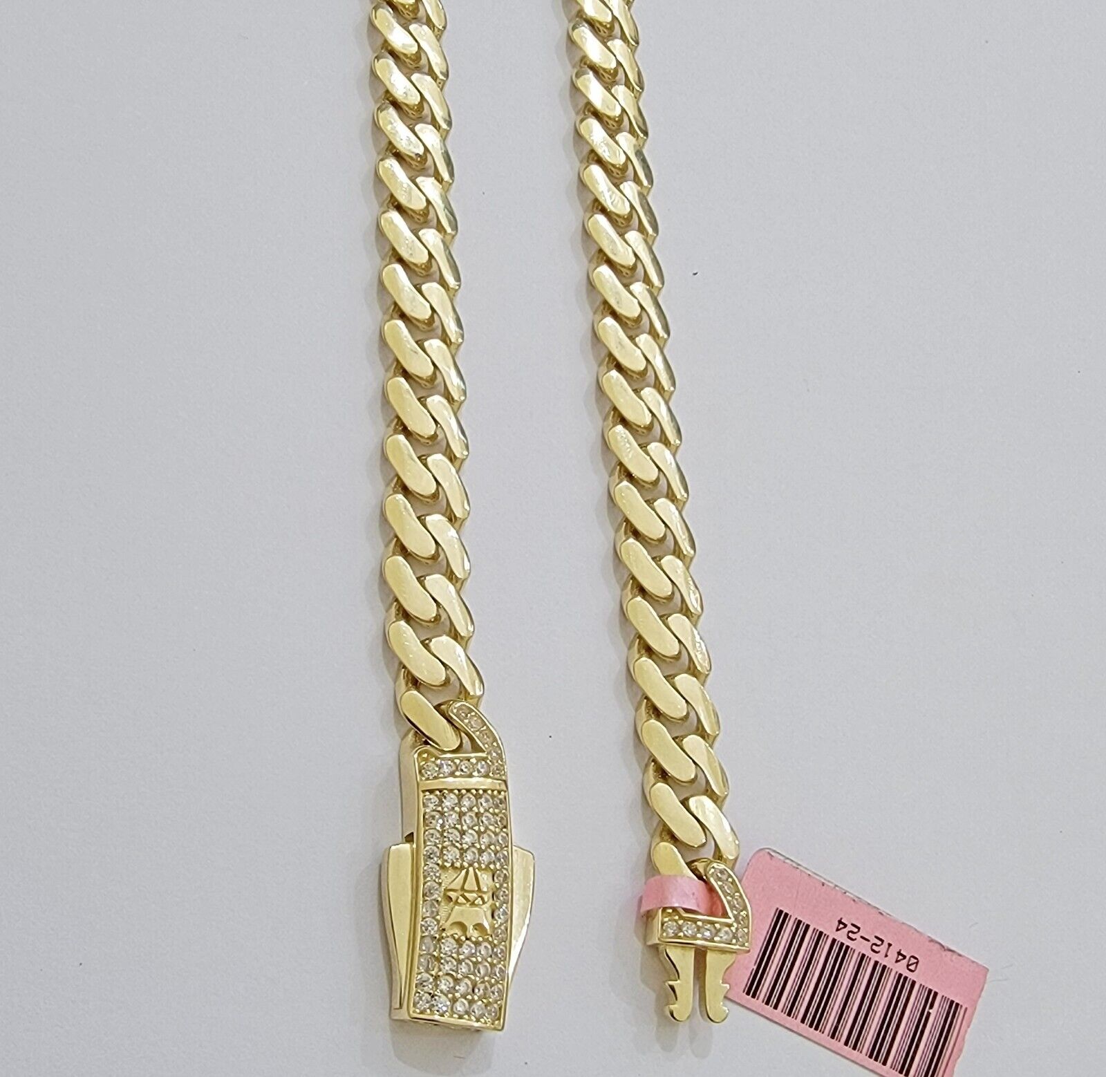 Real 14K Yellow Gold Chain Necklace Royal Monaco Cuban Link 7mm 20" - 24" ,Hollow - GoldenlinQ