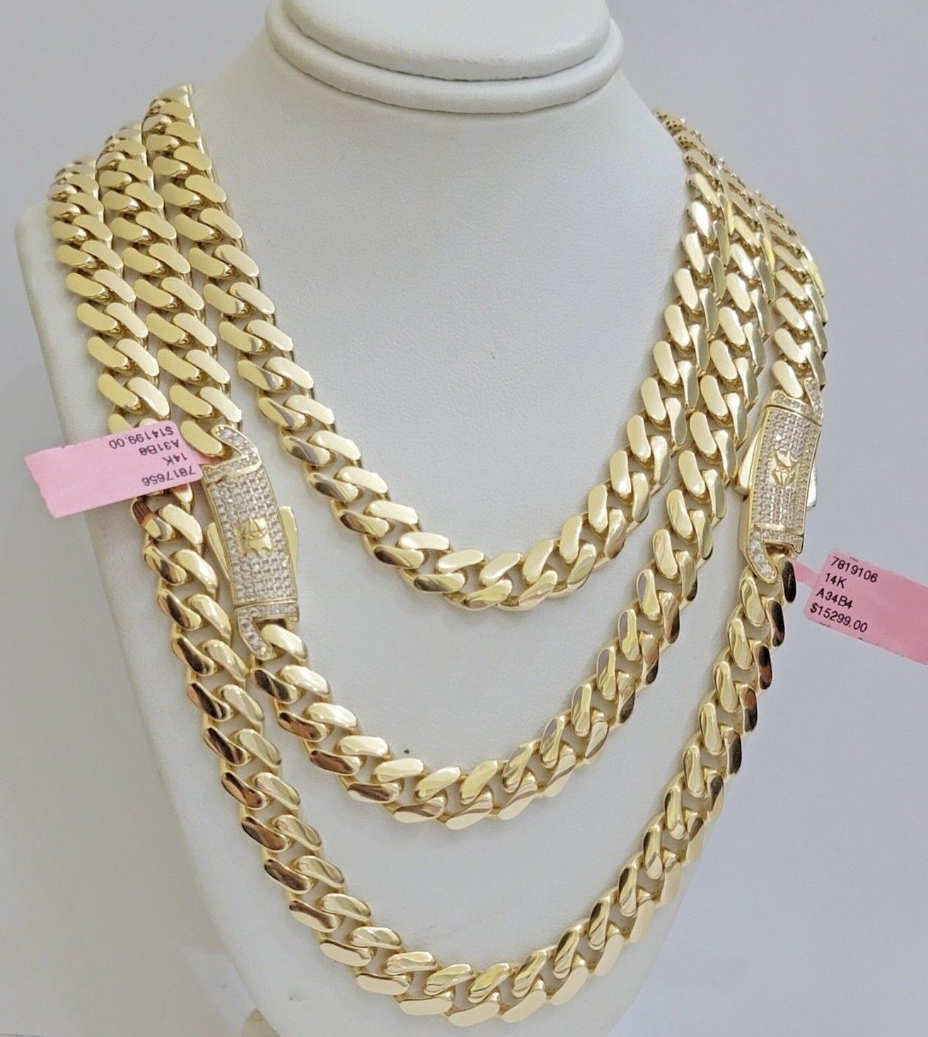 Real 14K Yellow Gold Chain Necklace Royal Monaco Cuban Link 9mm 20" - 26" Hollow - GoldenlinQ