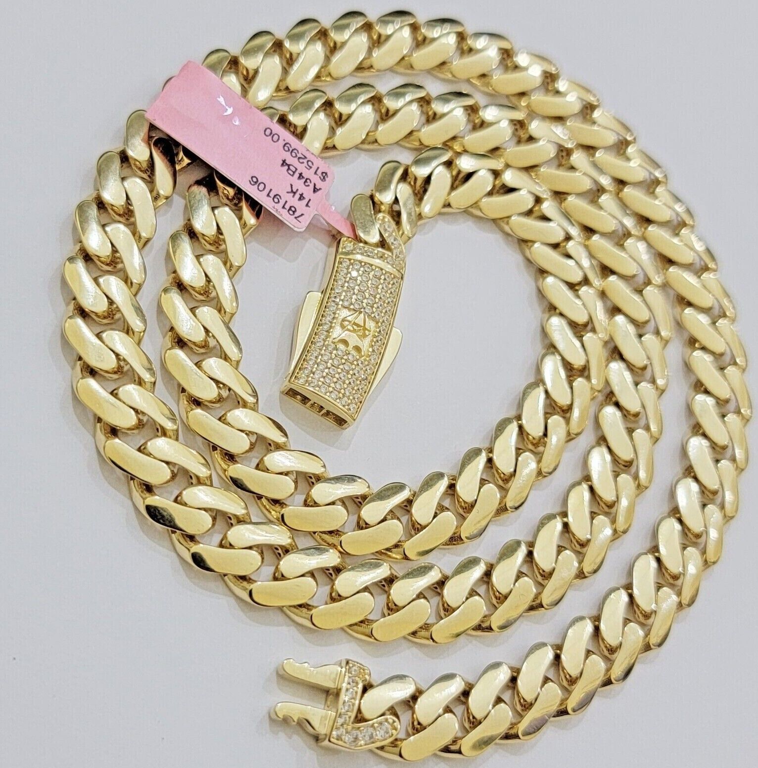 Real 14K Yellow Gold Chain Necklace Royal Monaco Cuban Link 9mm 20" - 26" Hollow - GoldenlinQ