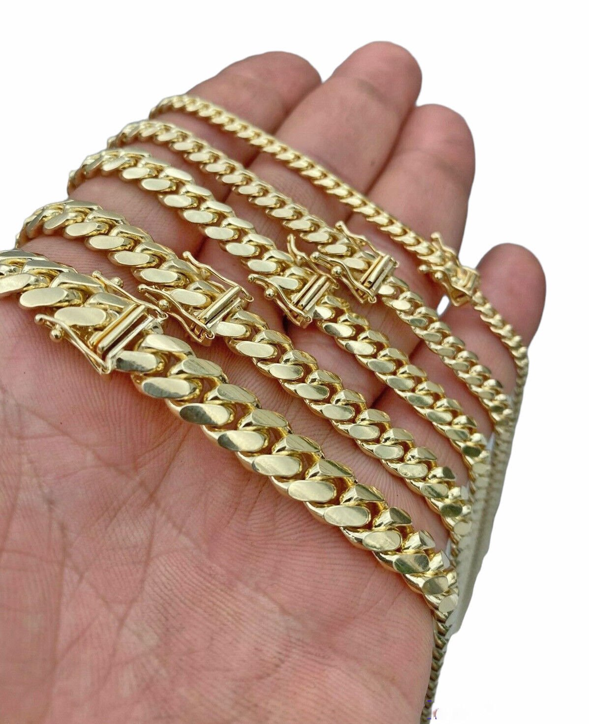Real 14k Yellow Gold Chain Solid Miami Cuban Link Chain Necklace 18" - 30" 5mm - 9mm - GoldenlinQ
