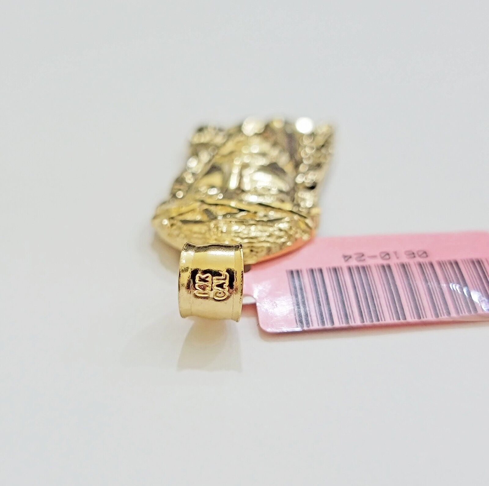 Real 14k Yellow Gold Charm Pendant Jesus Head 14 KT For Men Women, Diamond Cuts - GoldenlinQ