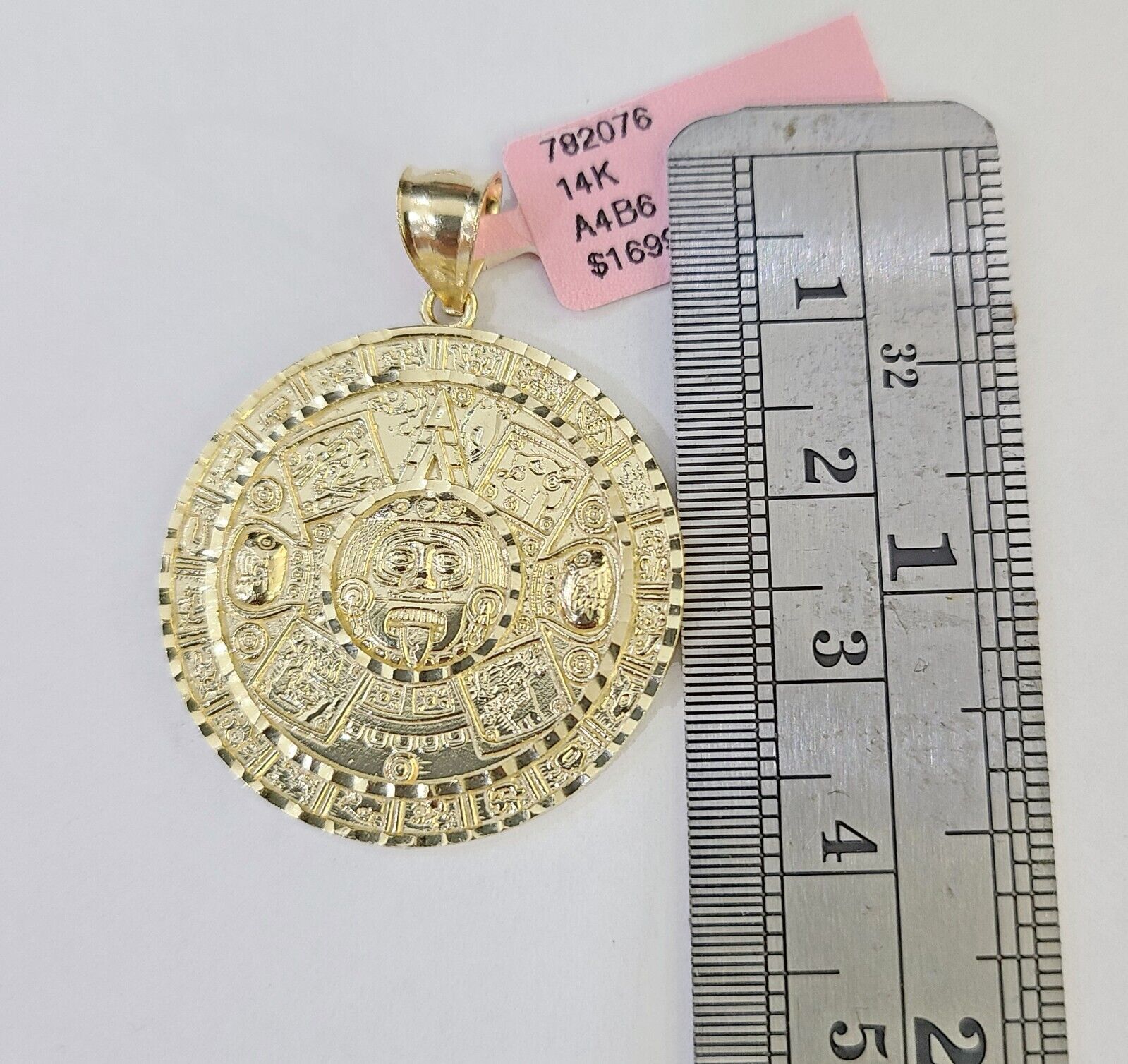 Real 14k Yellow Gold Circular Mayan Calendar / Pendant Charm 14kt - GoldenlinQ