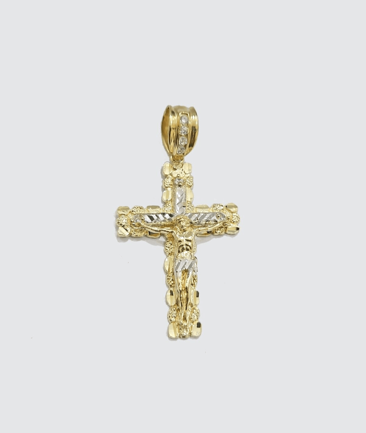 Real 14k Yellow Gold Cross Charm Rope Chain 4mm 20'' Necklace Pendant 14kt Jesus - GoldenlinQ