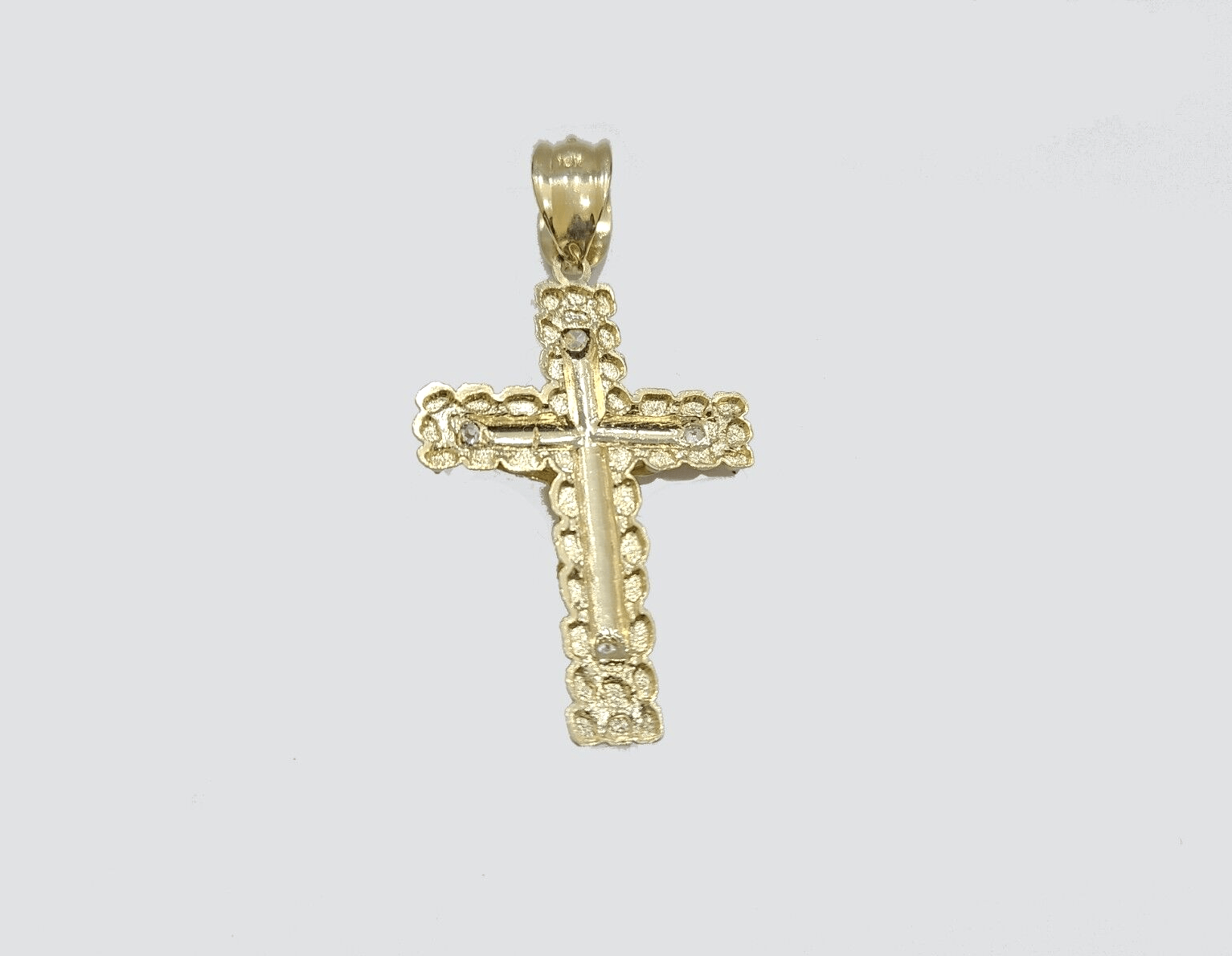 Real 14k Yellow Gold Cross Charm Rope Chain 4mm 24'' Necklace Pendant 14kt Jesus - GoldenlinQ