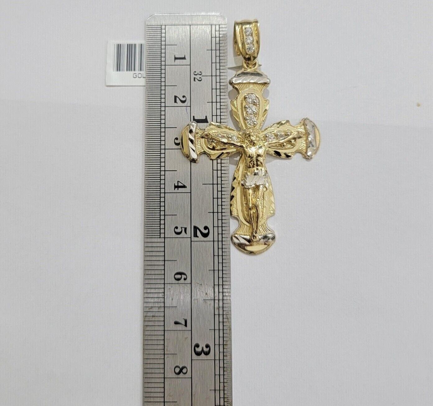 Real 14k Yellow Gold Cross pendant With Rope Chain Necklace 5mm 26" SET Charm - GoldenlinQ