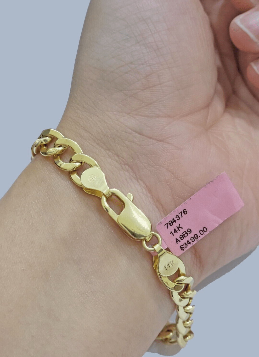 Real 14k Yellow Gold Cuban Curb Bracelet 8mm 8 Inch Lobster Clasp 14 KT New SALE - GoldenlinQ