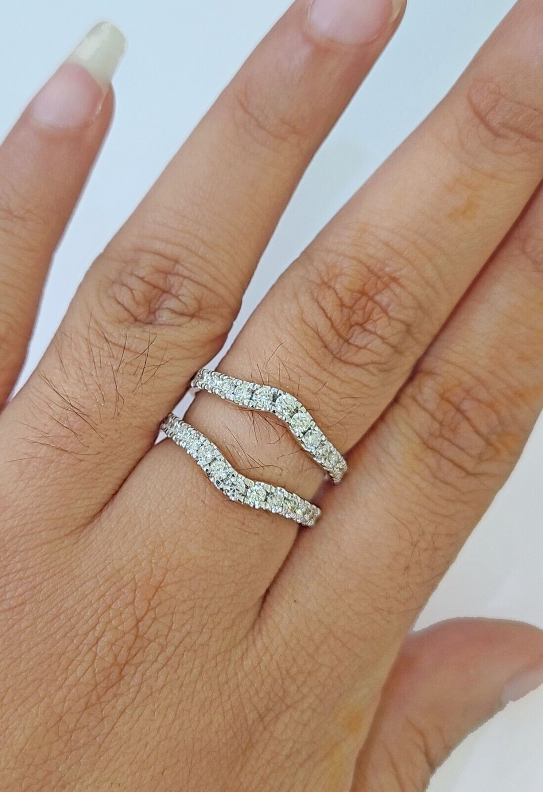 Real 14k Yellow Gold Diamond Ladies Ring Enhancer Guard Wrap Engagement Wedding - GoldenlinQ