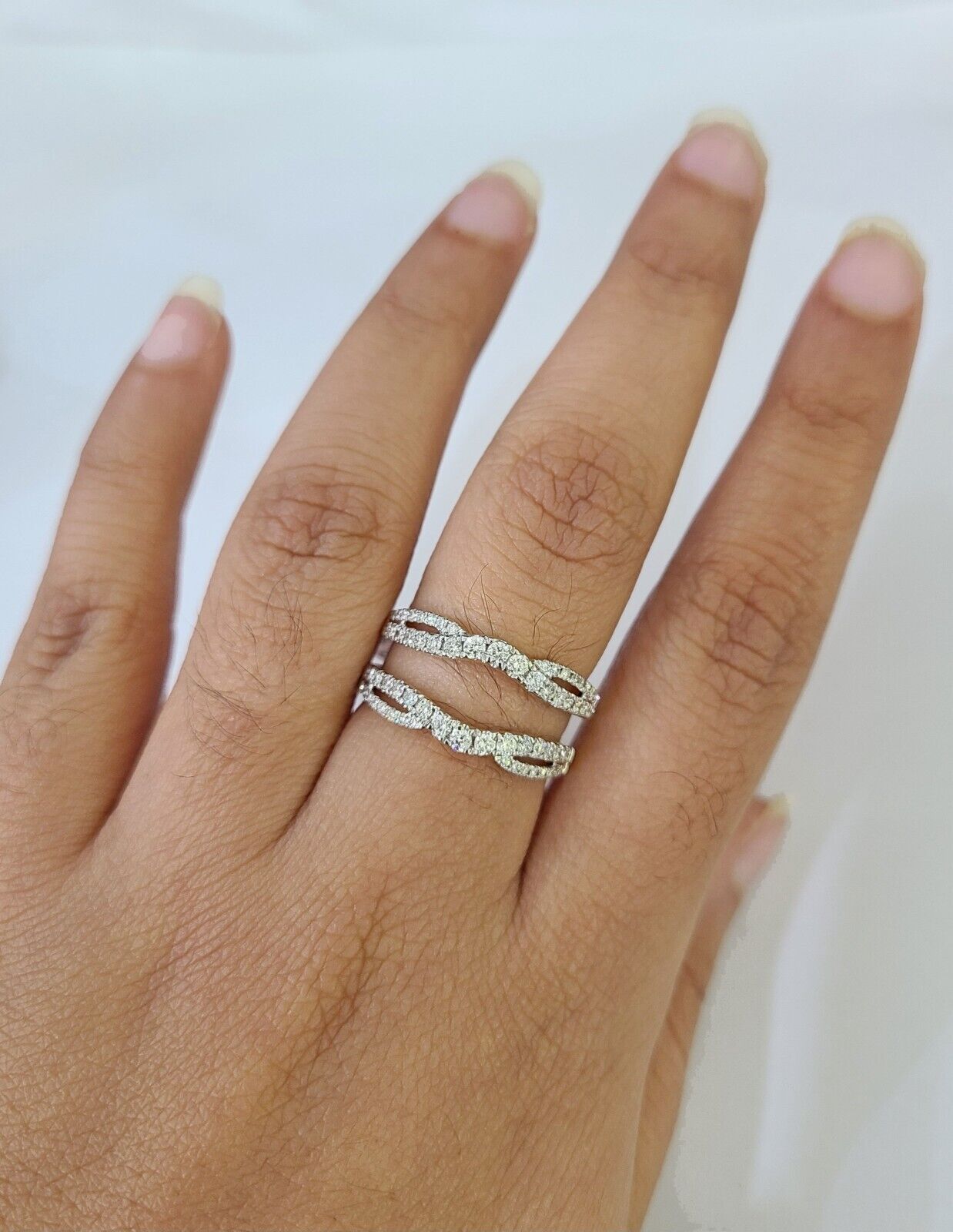 Real 14k Yellow Gold Diamond Ladies Ring Enhancer Guard Wrap Engagement Wedding - GoldenlinQ