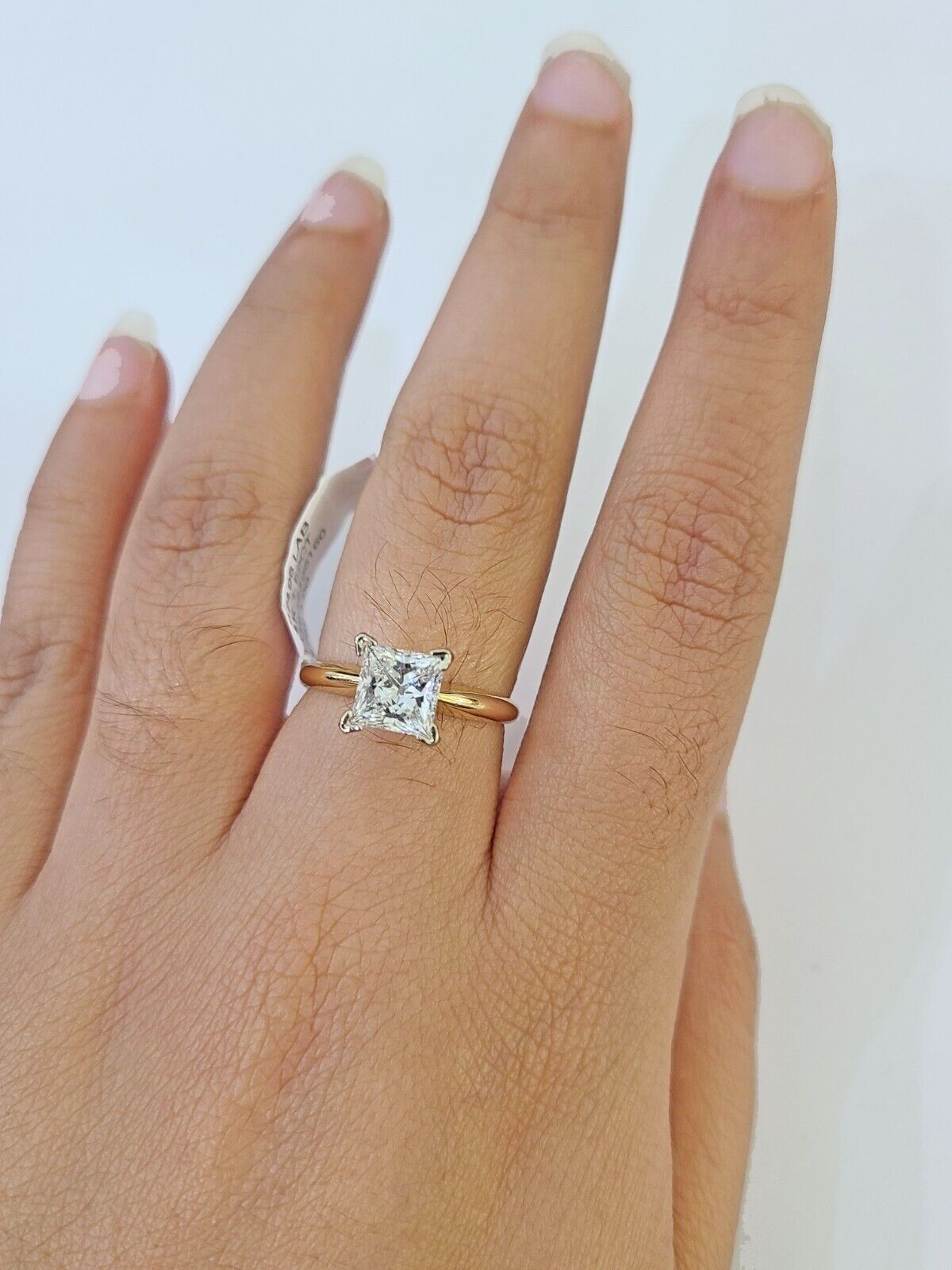 Real 14k Yellow Gold Diamond Ladies Ring Lab Created Women Engagement Wedding - GoldenlinQ