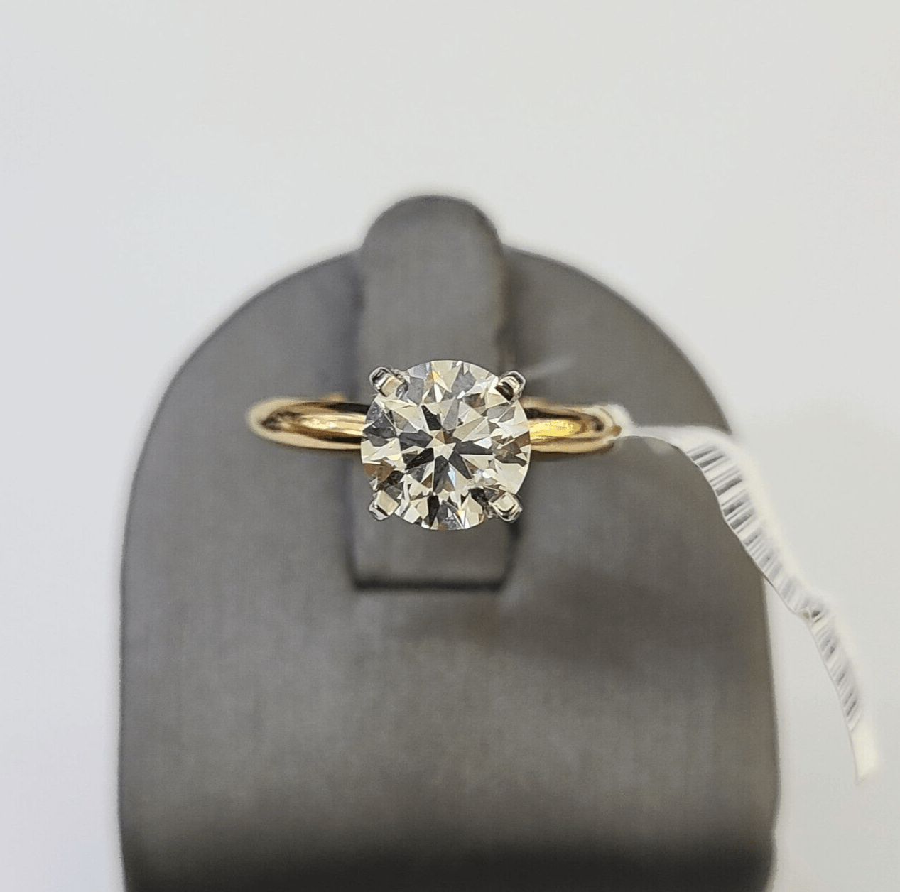 Real 14k Yellow Gold Diamond Ladies Ring Lab Created Women Engagement Wedding - GoldenlinQ