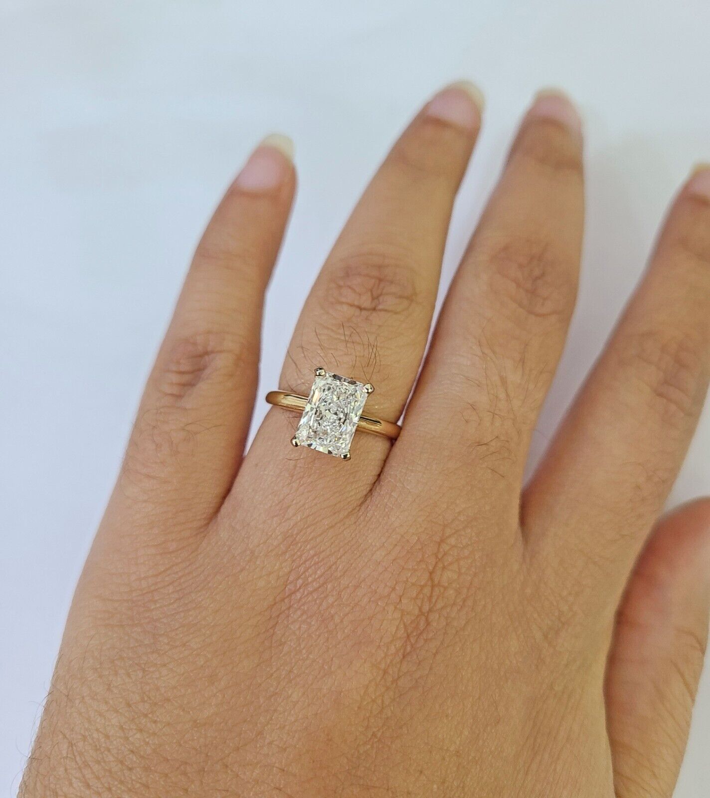 Real 14k Yellow Gold Diamond Ladies Ring Lab Created Women Engagement Wedding - GoldenlinQ