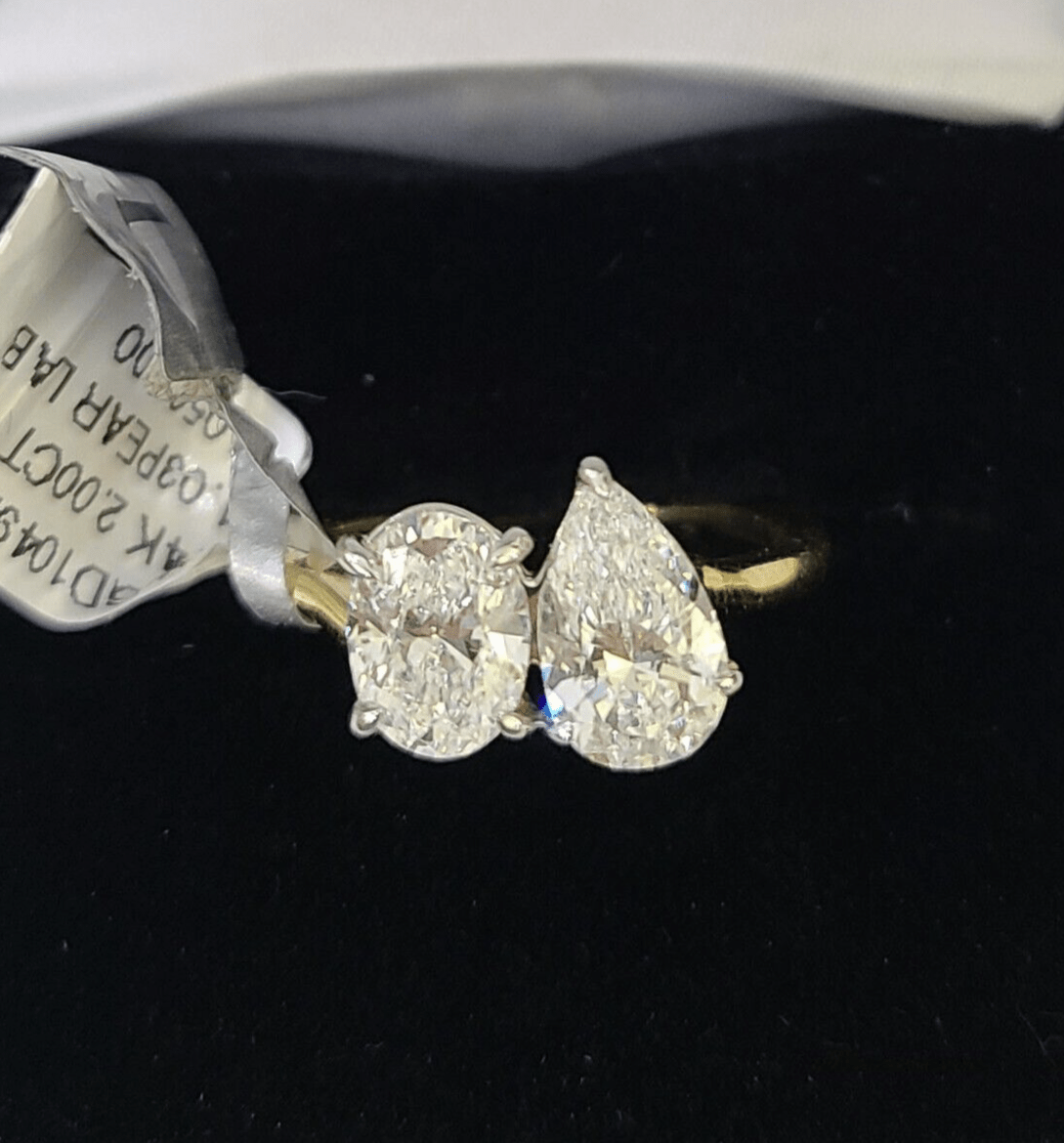 Real 14k Yellow Gold Diamond Ladies Ring Lab Created Women Engagement Wedding - GoldenlinQ