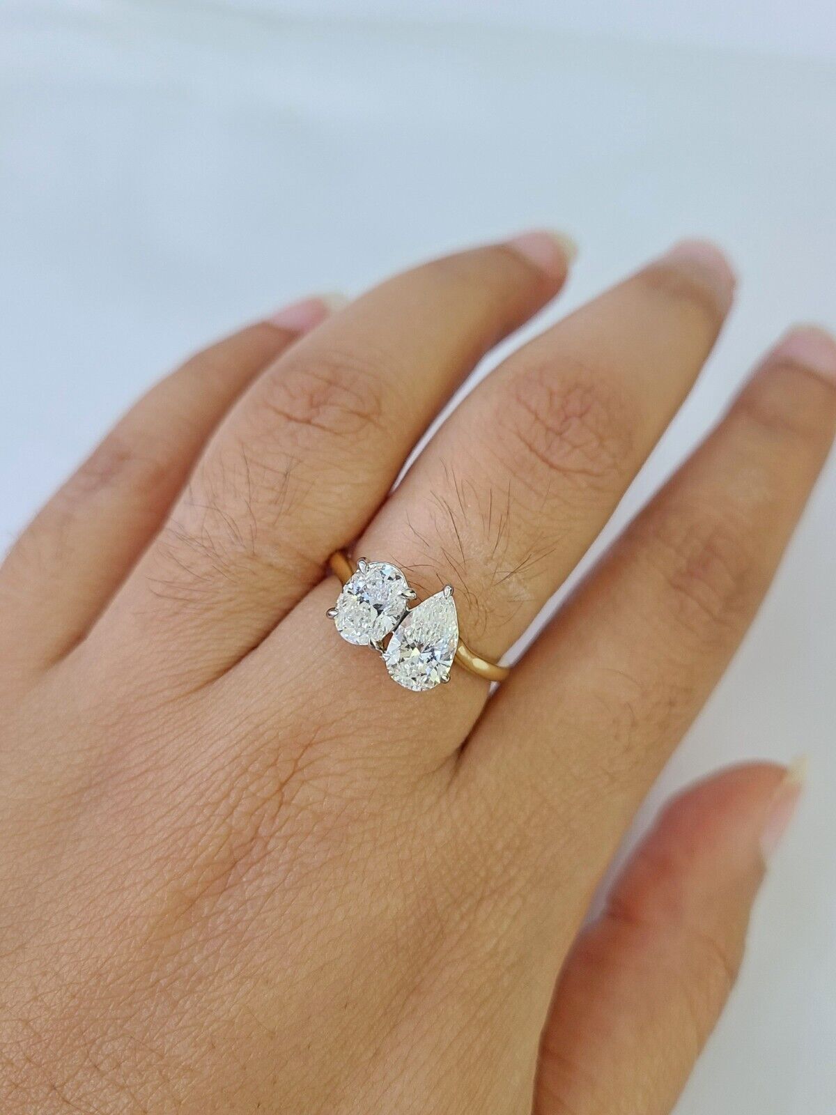 Real 14k Yellow Gold Diamond Ladies Ring Lab Created Women Engagement Wedding - GoldenlinQ