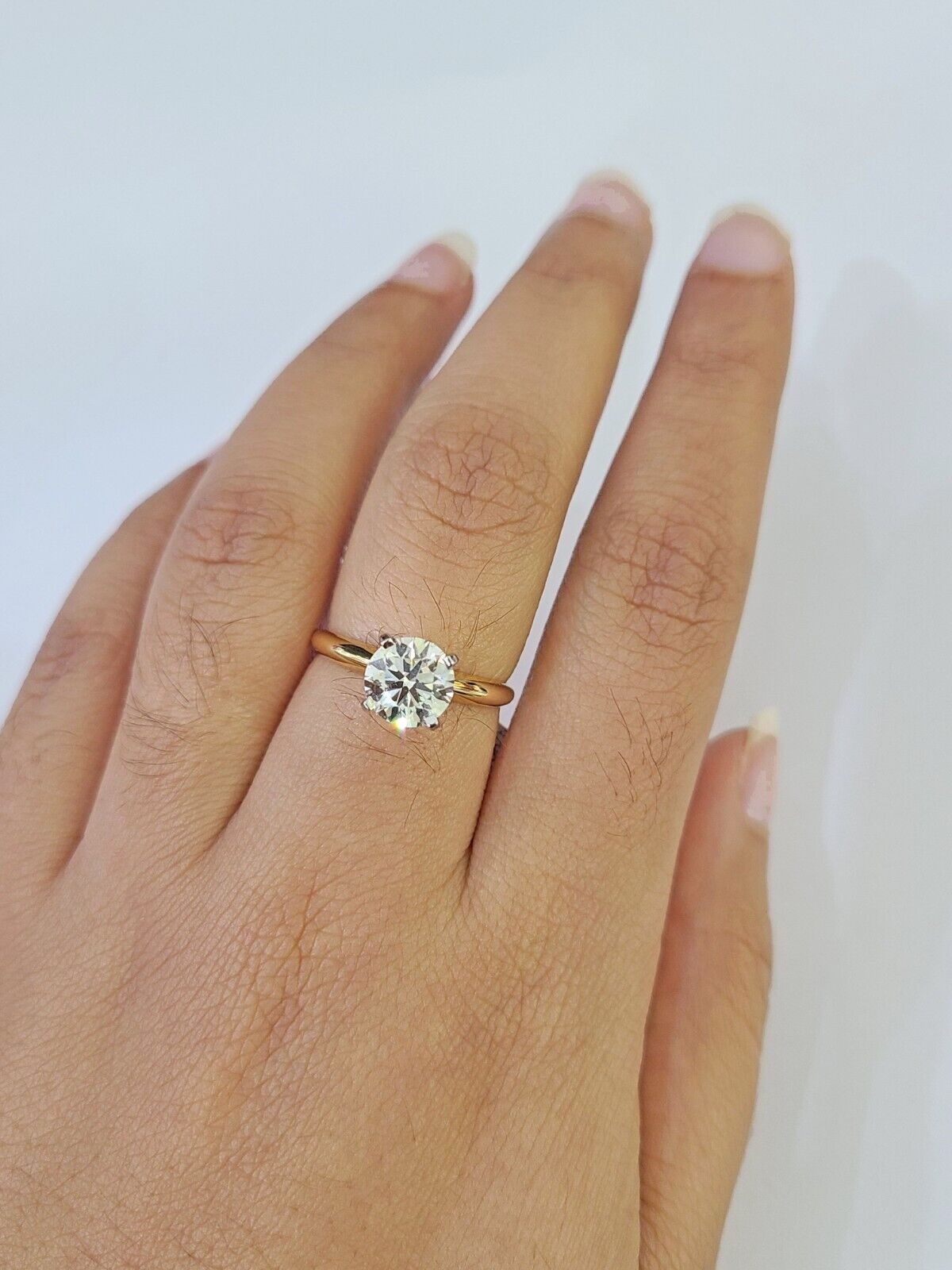 Real 14k Yellow Gold Diamond Ladies Ring Lab Created Women Engagement Wedding - GoldenlinQ