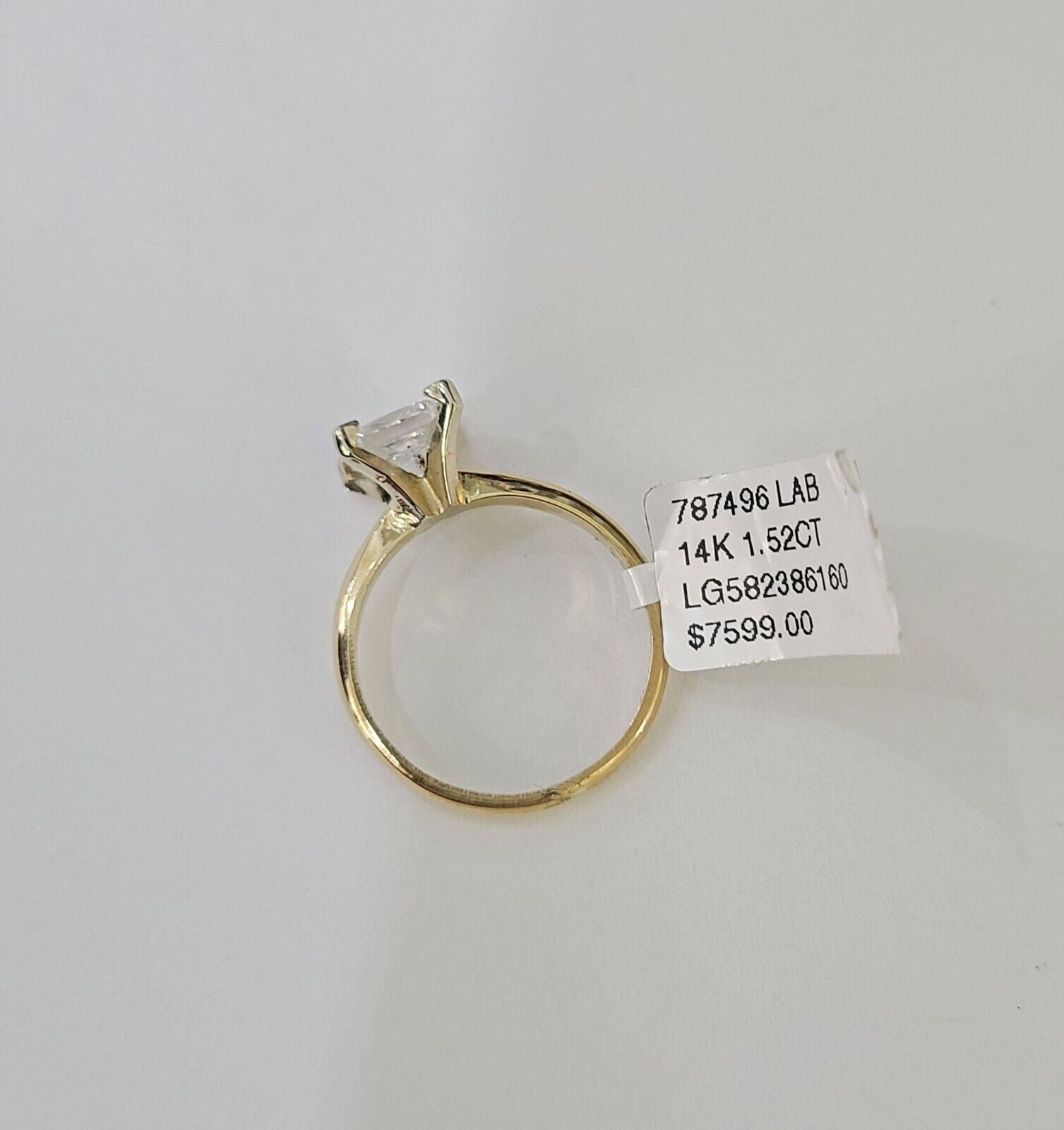 Real 14k Yellow Gold Diamond Ladies Ring Lab Created Women Engagement Wedding - GoldenlinQ