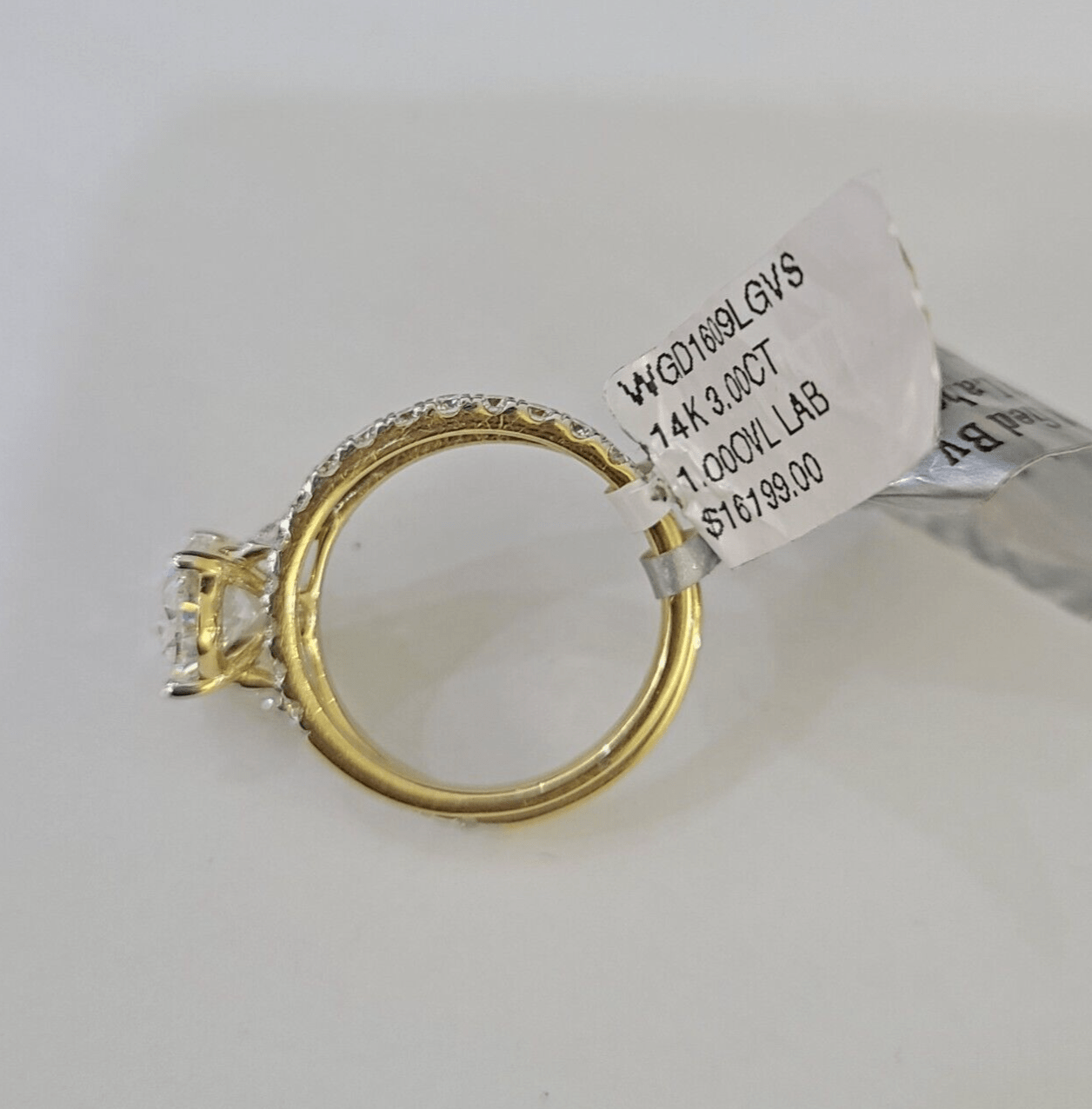 Real 14k Yellow Gold Diamond Ladies Ring SETLab Created Women Engagement Wedding - GoldenlinQ