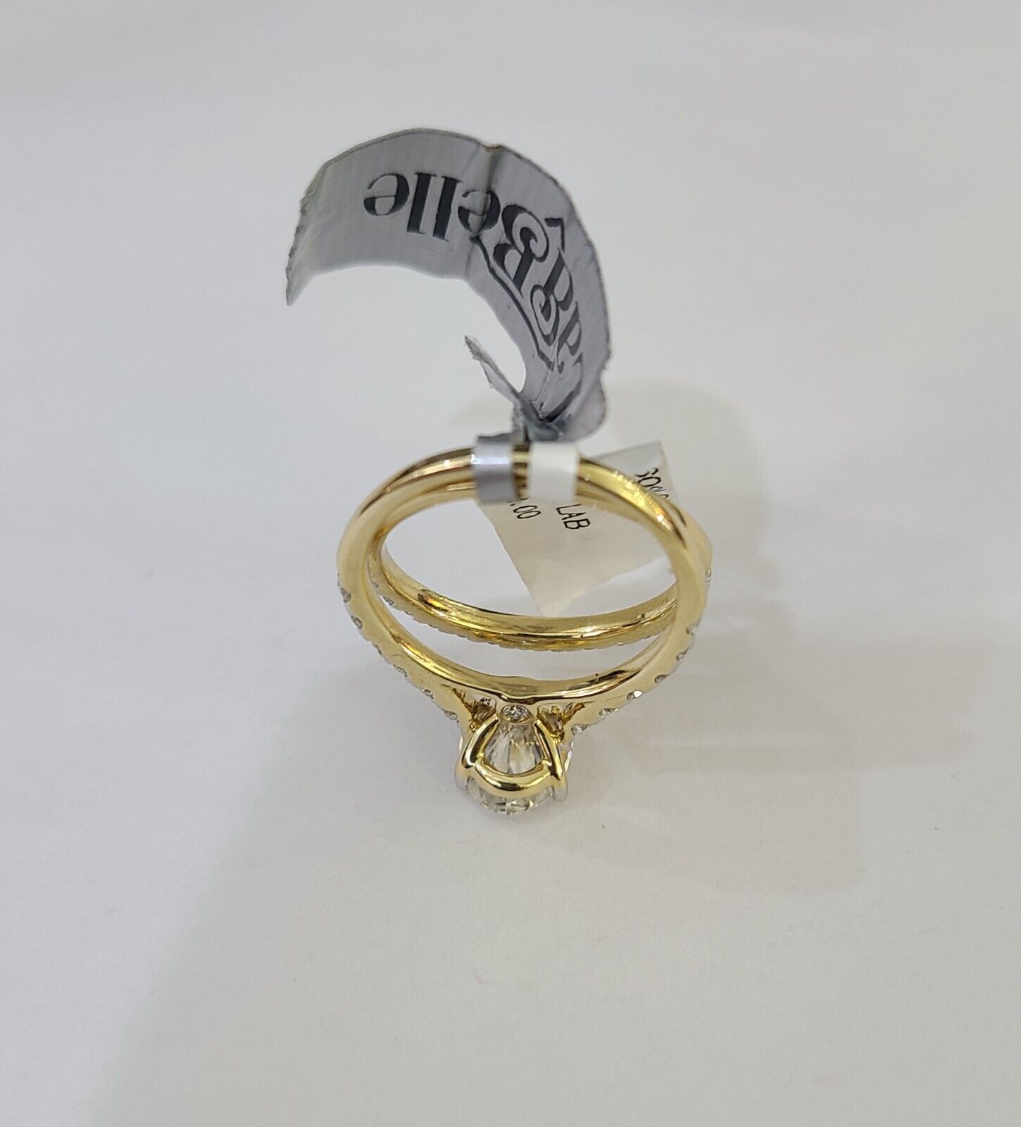 Real 14k Yellow Gold Diamond Ladies Ring SETLab Created Women Engagement Wedding - GoldenlinQ