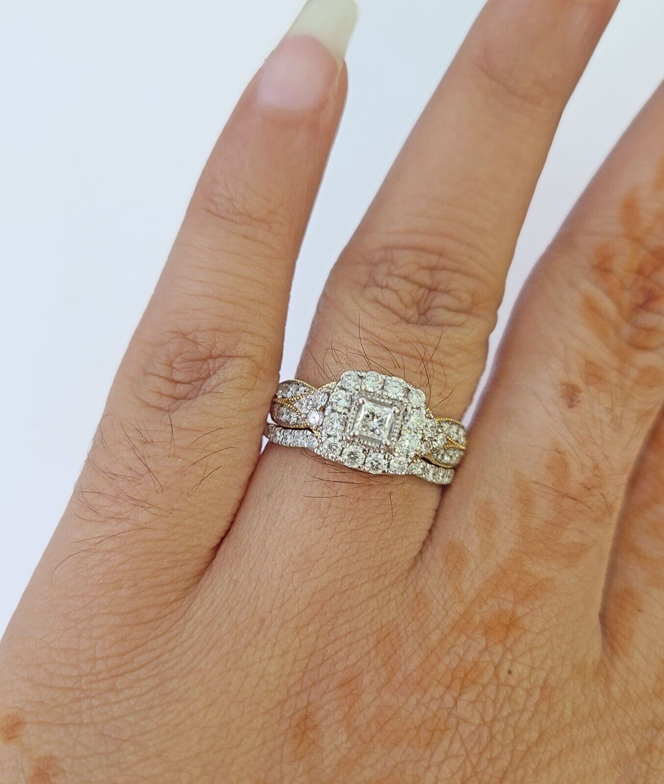 Real 14k Yellow Gold Diamond Ladies Ring Women Engagement Wedding - GoldenlinQ