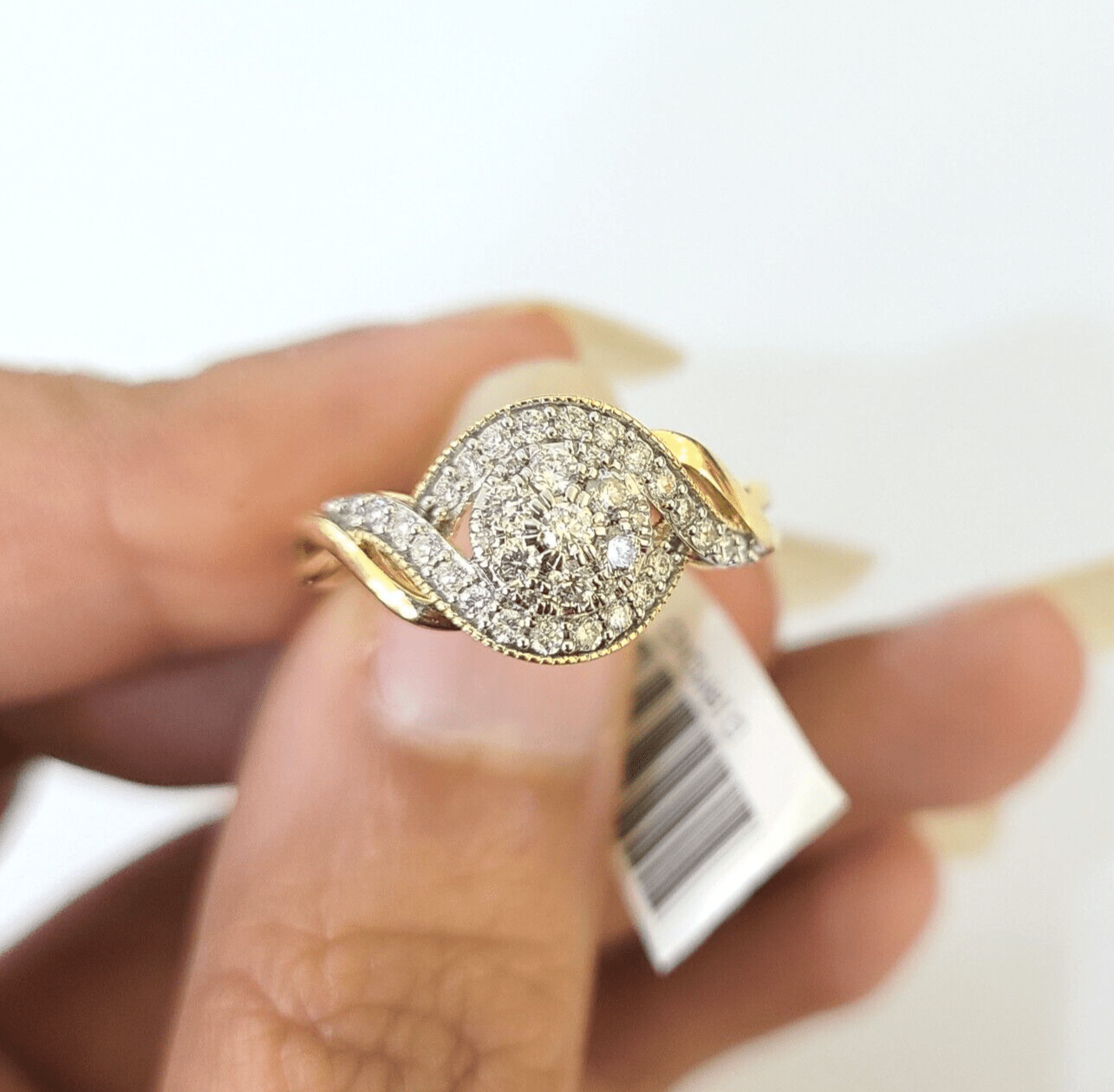 Real 14k Yellow Gold Diamond Ladies Ring Women Engagement Wedding - GoldenlinQ