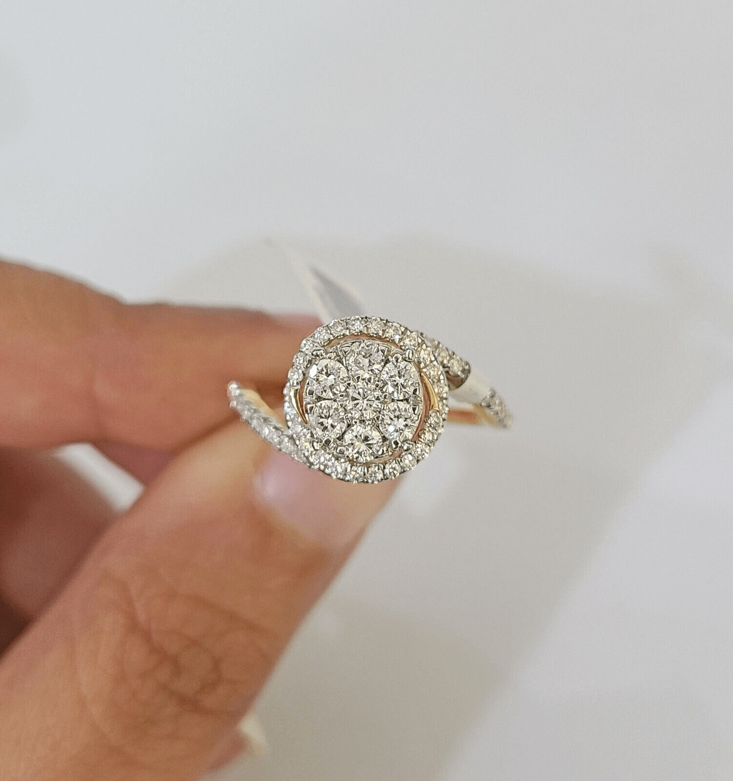 Real 14k Yellow Gold Diamond Ladies Ring Women Engagement Wedding - GoldenlinQ