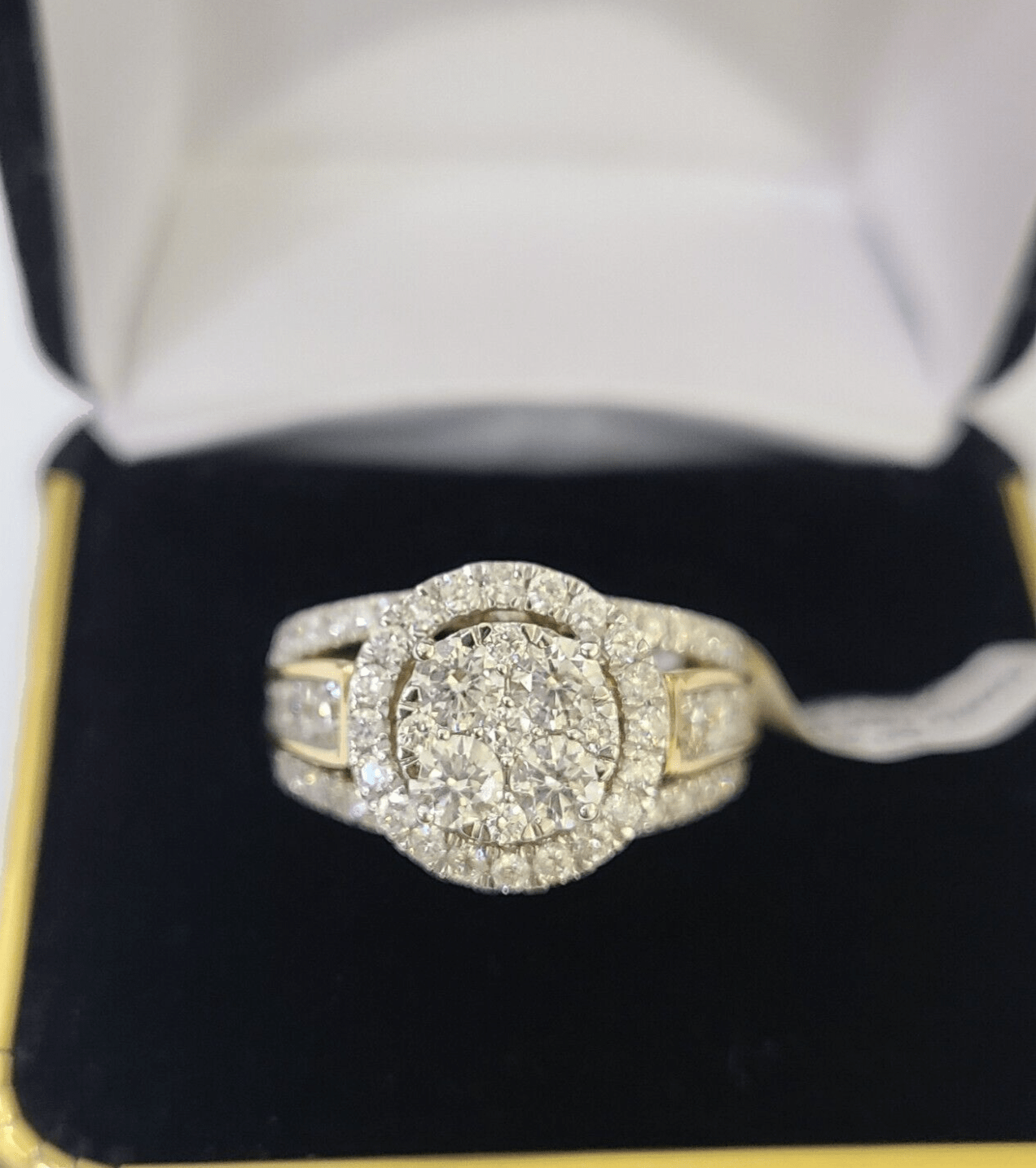 Real 14k Yellow Gold Diamond Ladies Ring Women Engagement Wedding - GoldenlinQ