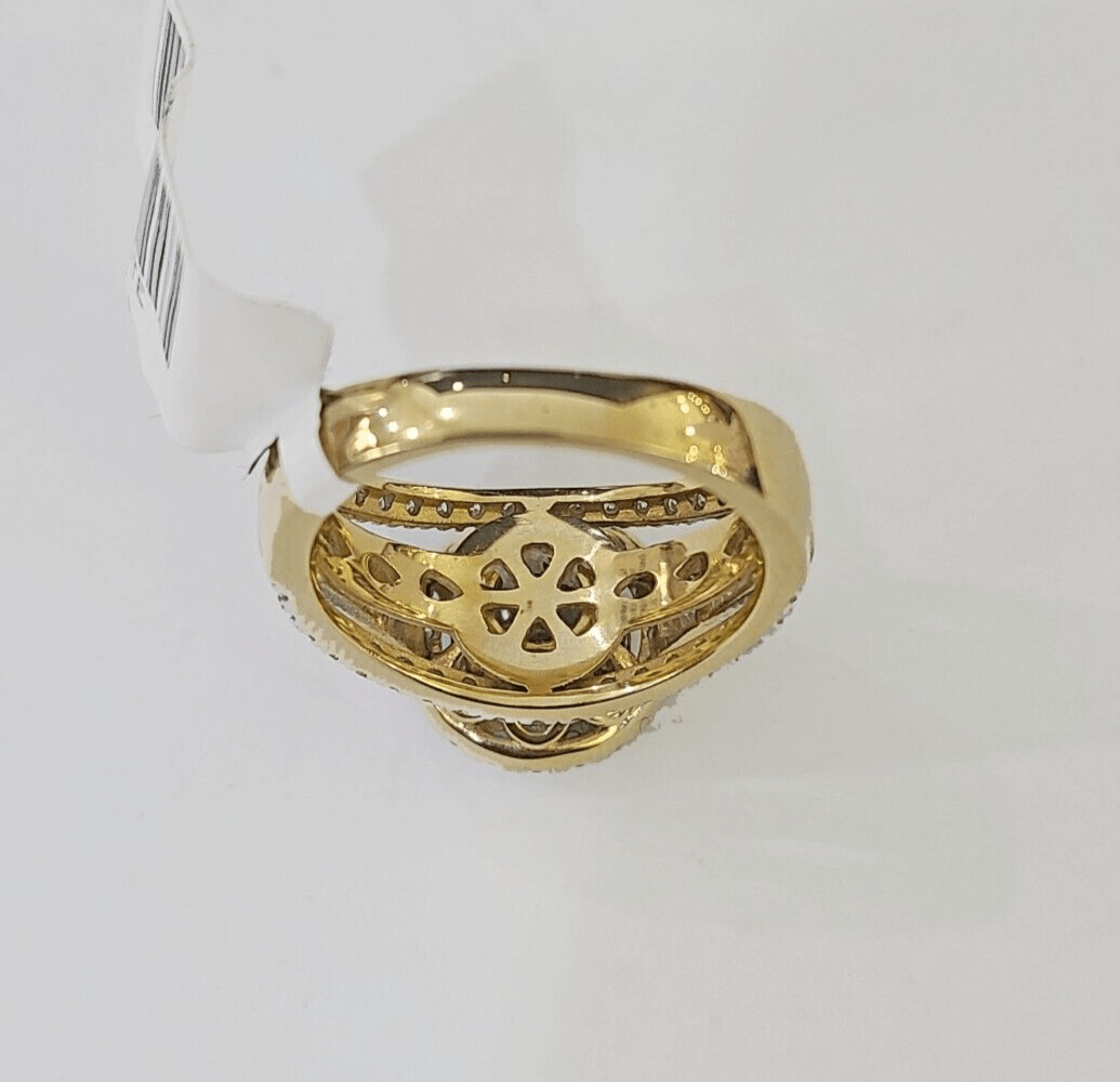 Real 14k Yellow Gold Diamond Ladies Ring Women Engagement Wedding - GoldenlinQ