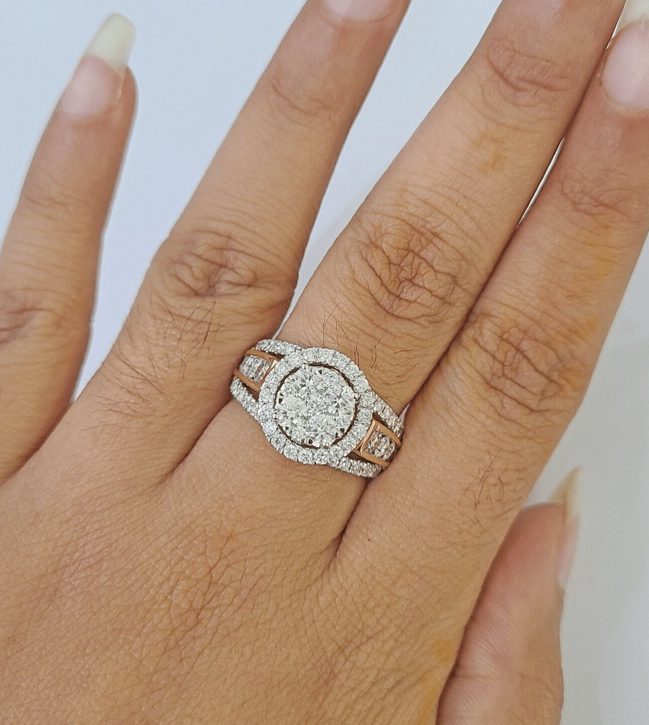 Real 14k Yellow Gold Diamond Ladies Ring Women Engagement Wedding - GoldenlinQ