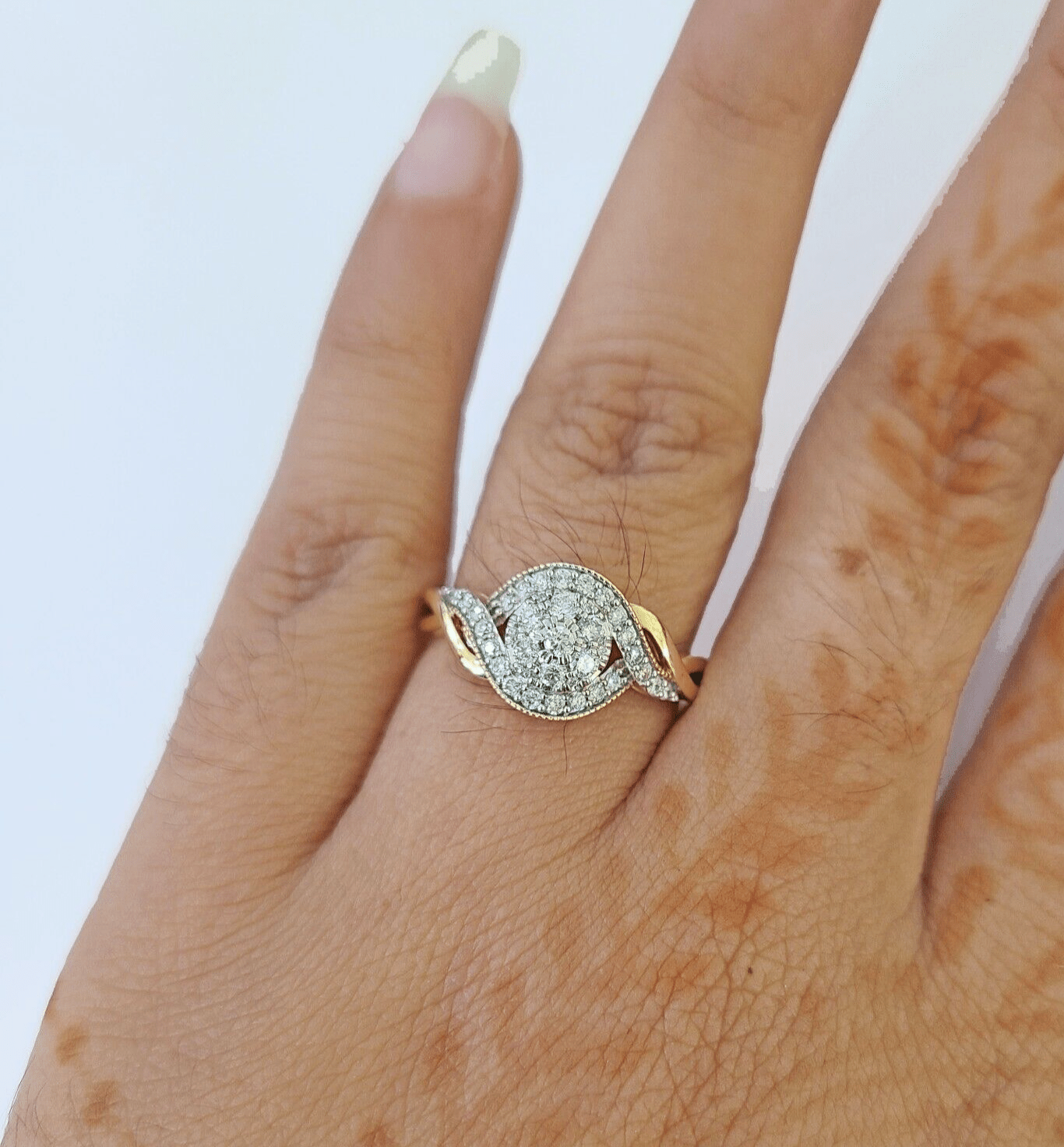 Real 14k Yellow Gold Diamond Ladies Ring Women Engagement Wedding - GoldenlinQ