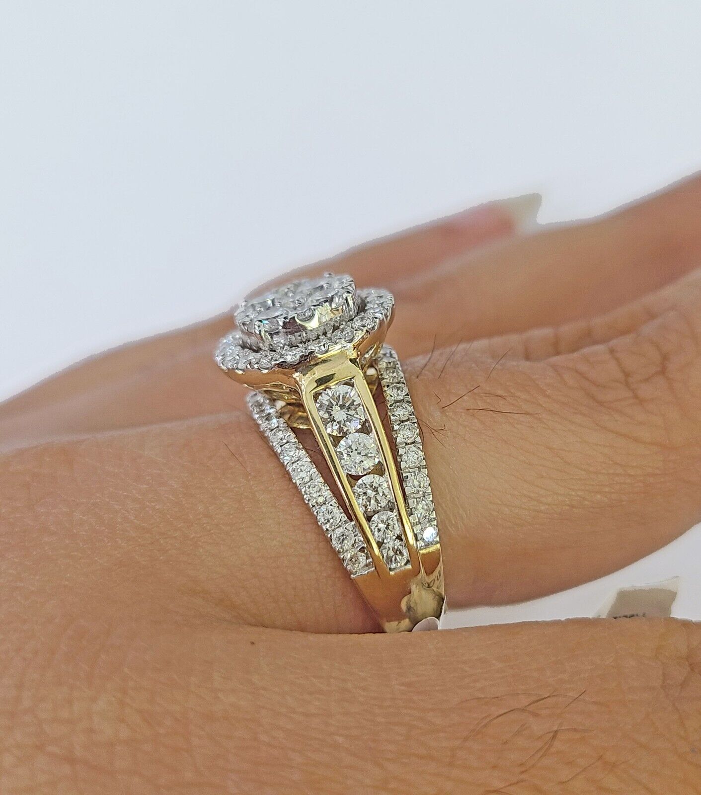 Real 14k Yellow Gold Diamond Ladies Ring Women Engagement Wedding - GoldenlinQ