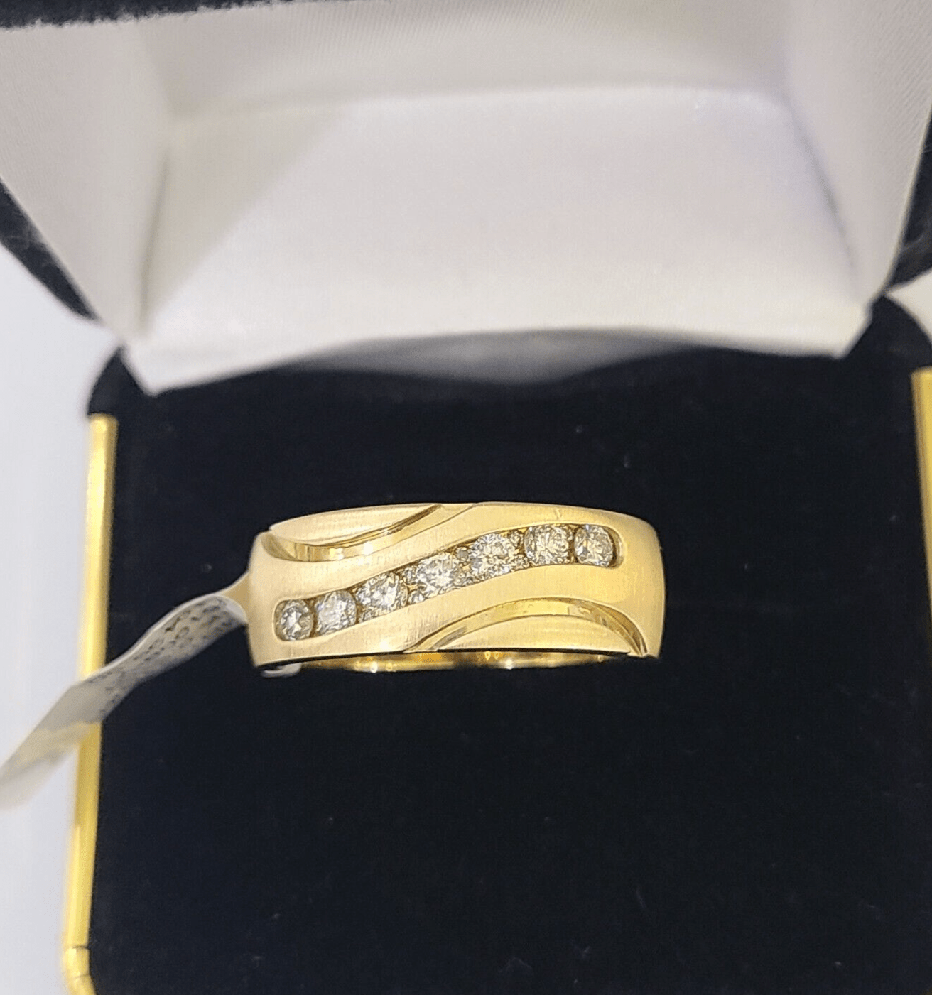 Real 14k Yellow Gold Diamond Mens Ring Band Wedding Engagement Genuine Natural - GoldenlinQ