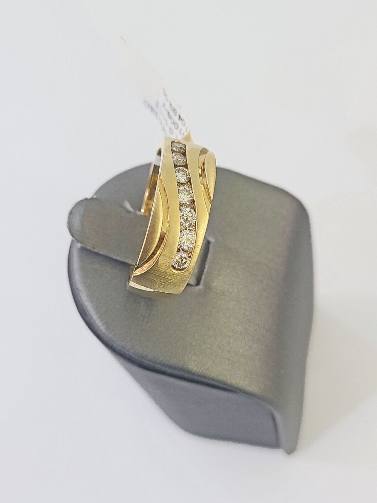 Real 14k Yellow Gold Diamond Mens Ring Band Wedding Engagement Genuine Natural - GoldenlinQ