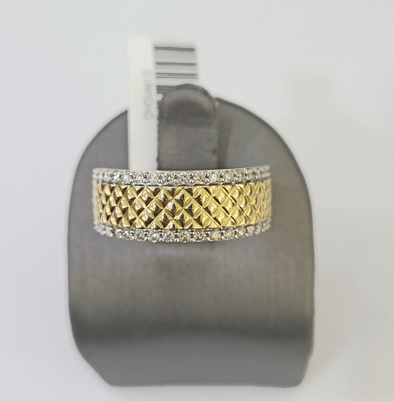 Real 14k Yellow Gold Diamond Mens Ring Band Wedding Genuine Natural - GoldenlinQ