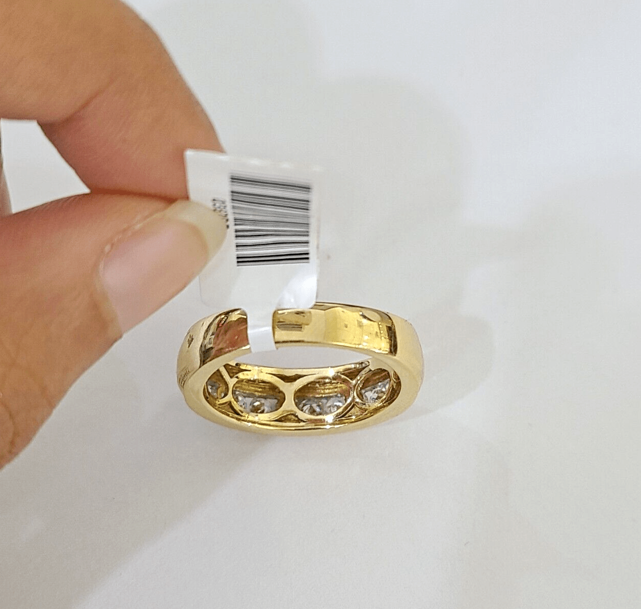 Real 14k Yellow Gold Diamond Mens Ring Band Wedding Genuine Natural - GoldenlinQ