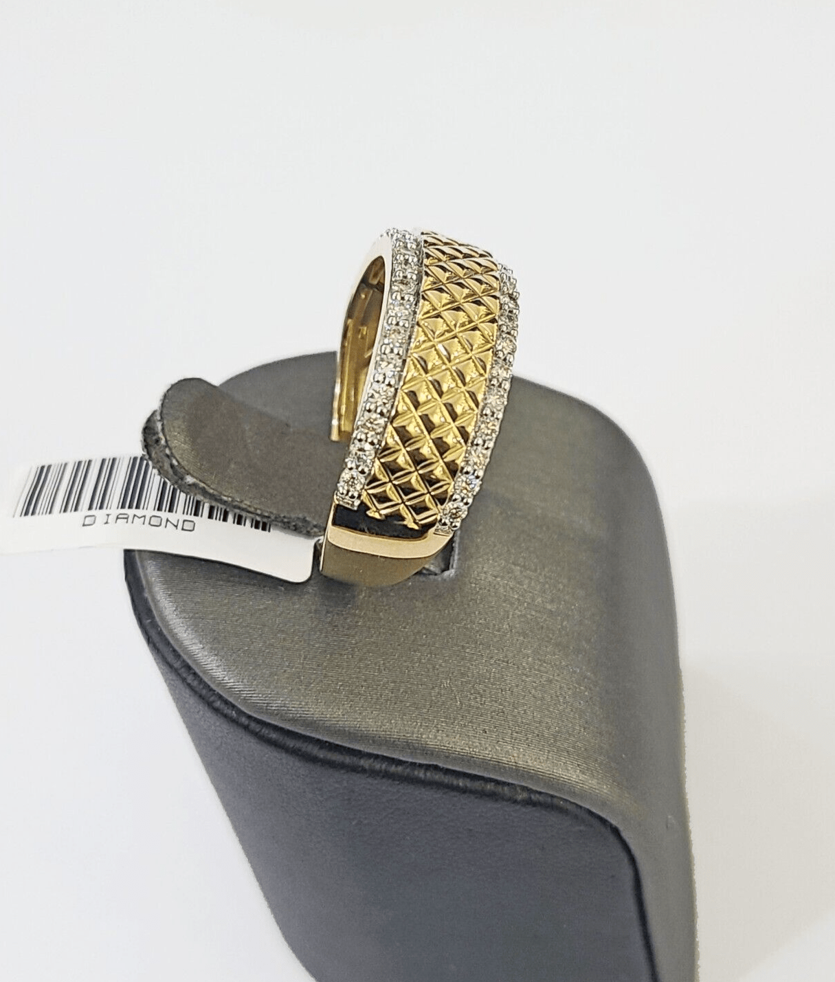 Real 14k Yellow Gold Diamond Mens Ring Band Wedding Genuine Natural - GoldenlinQ