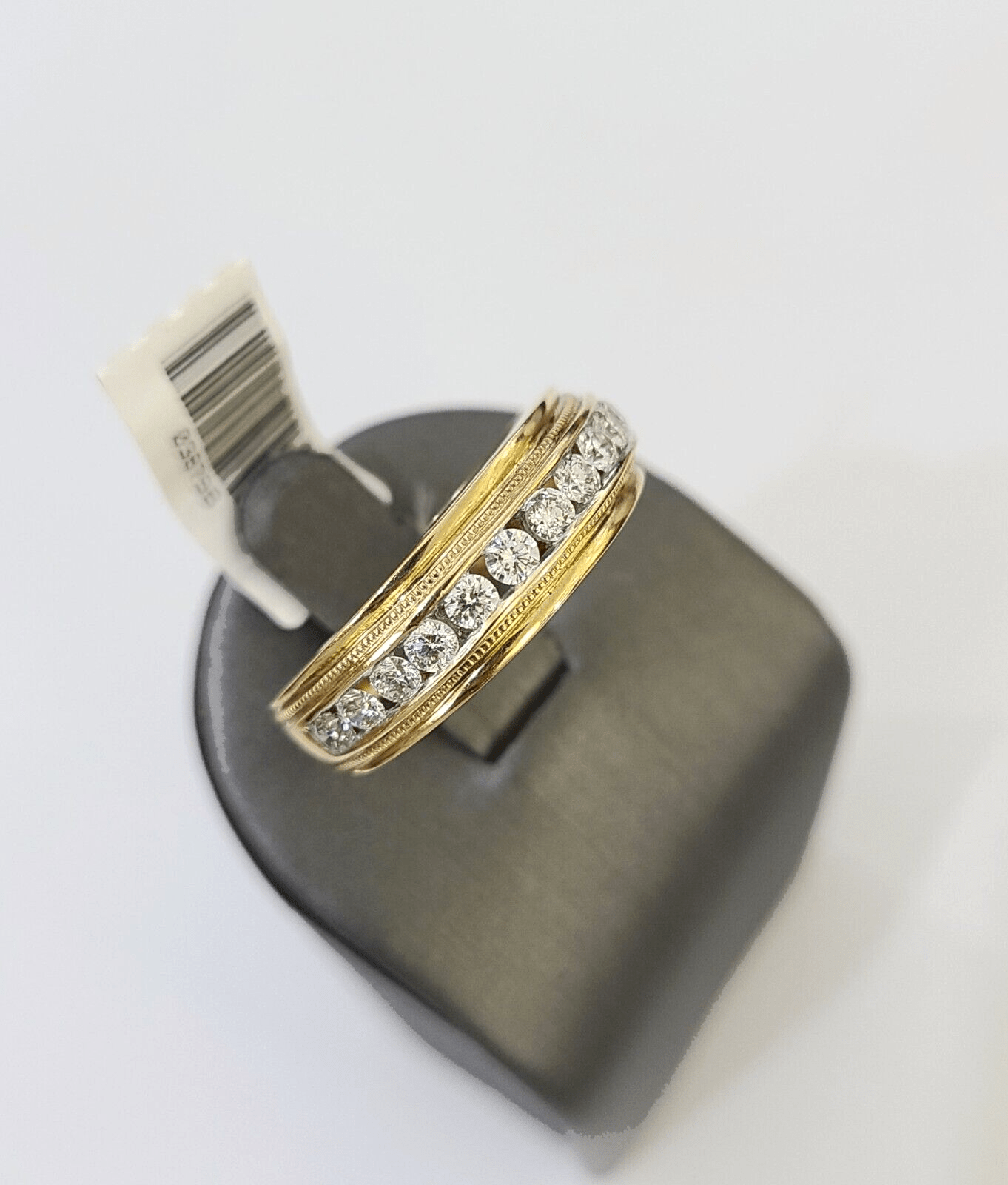 Real 14k Yellow Gold Diamond Mens Ring Band Wedding Genuine Natural - GoldenlinQ