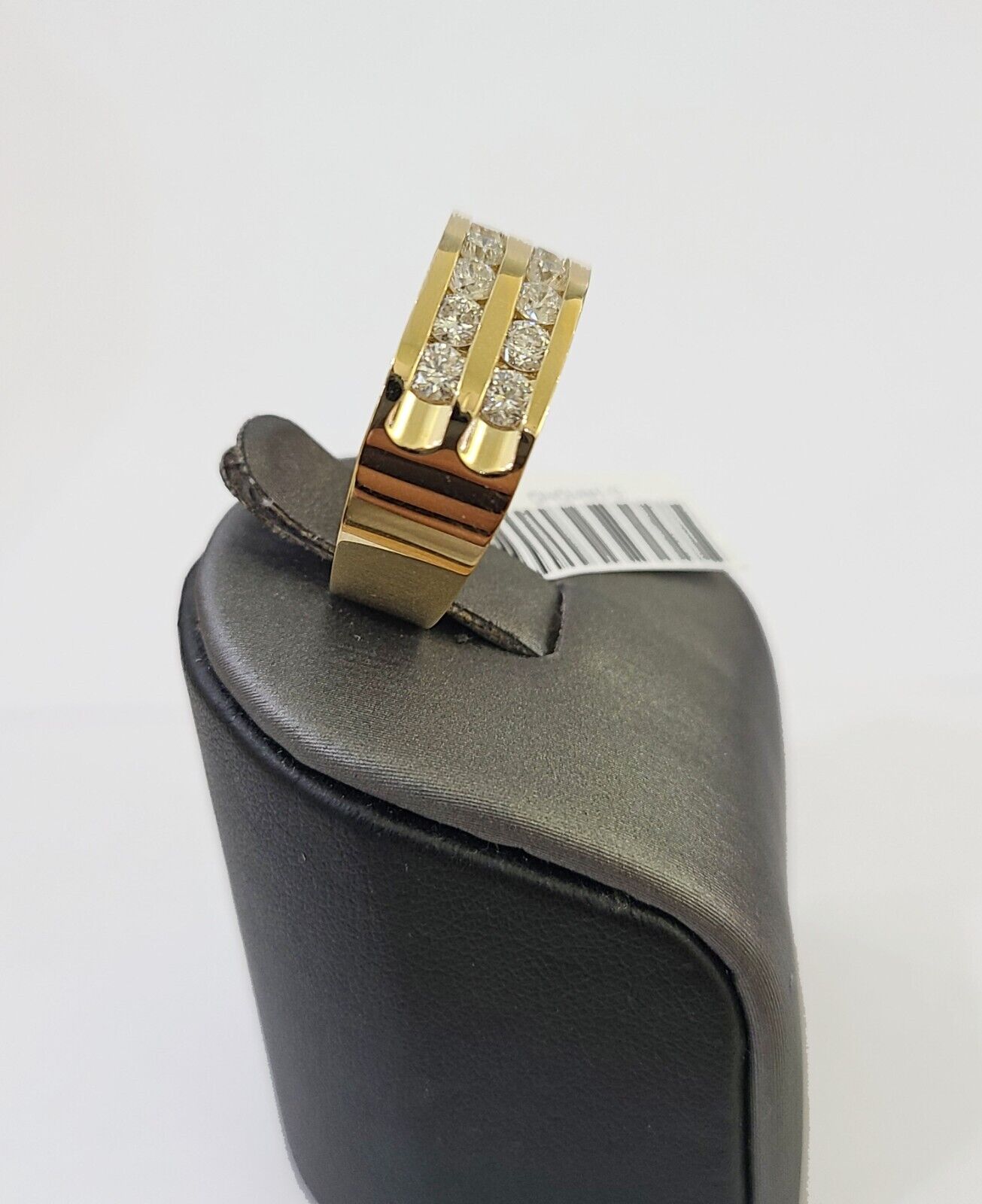 Real 14k Yellow Gold Diamond Mens Ring Band Wedding Genuine Natural - GoldenlinQ