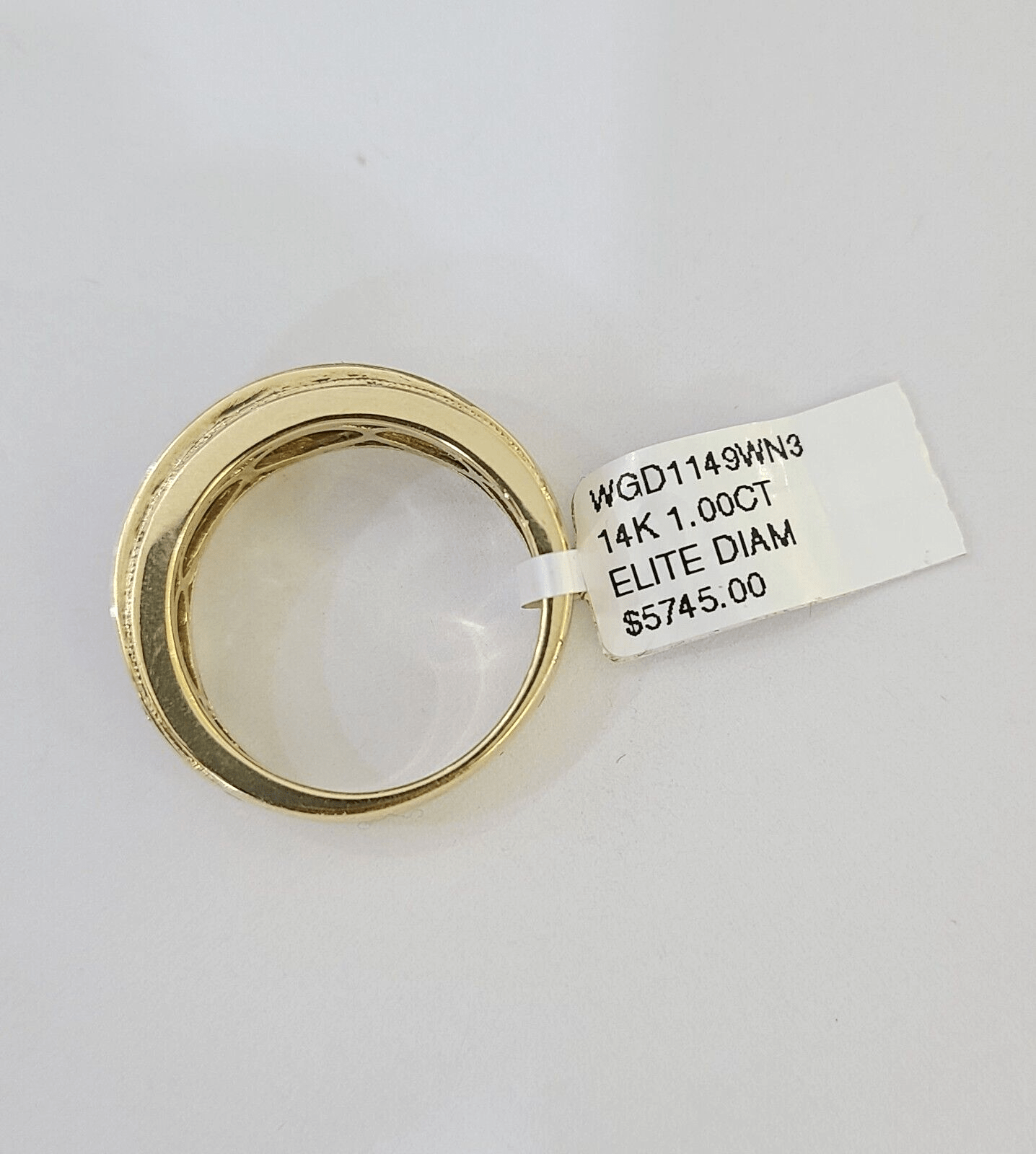 Real 14k Yellow Gold Diamond Mens Ring Band Wedding Genuine Natural - GoldenlinQ