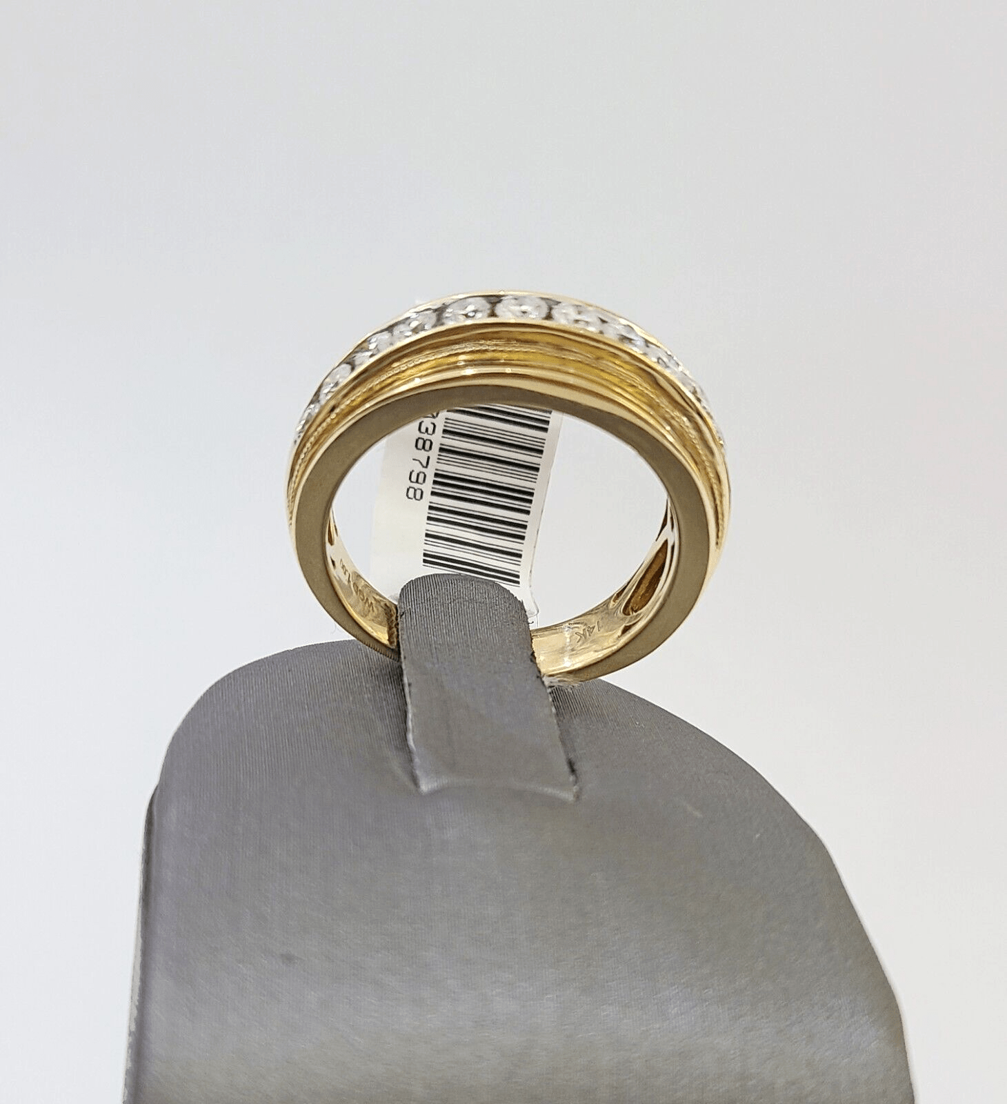 Real 14k Yellow Gold Diamond Mens Ring Band Wedding Genuine Natural - GoldenlinQ