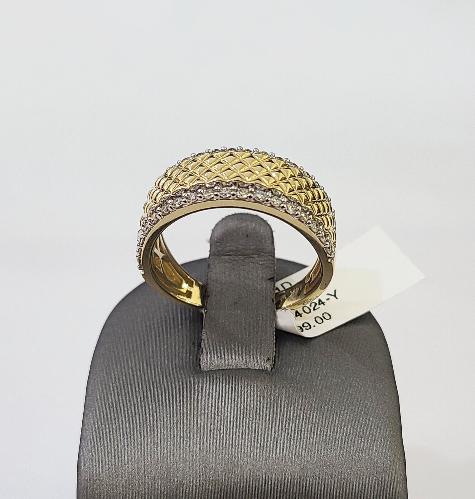 Real 14k Yellow Gold Diamond Mens Ring Band Wedding Genuine Natural - GoldenlinQ