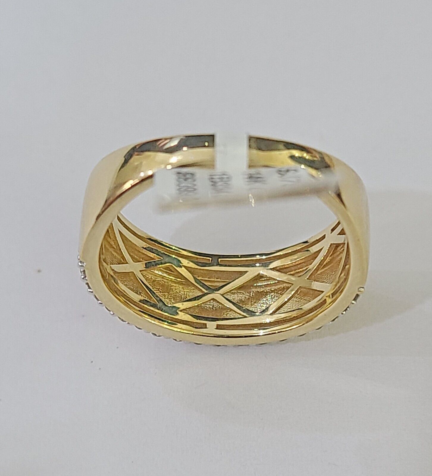 Real 14k Yellow Gold Diamond Mens Ring Band Wedding Genuine Natural - GoldenlinQ