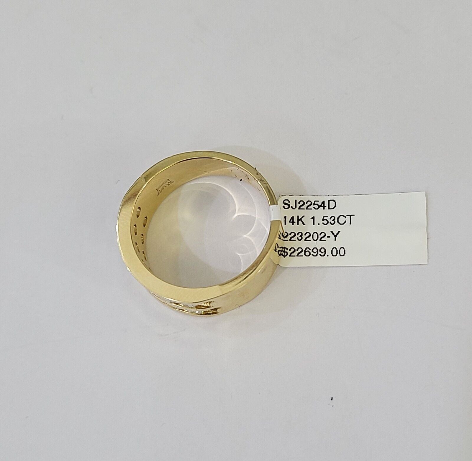 Real 14k Yellow Gold Diamond Mens Ring Band Wedding Genuine Natural - GoldenlinQ