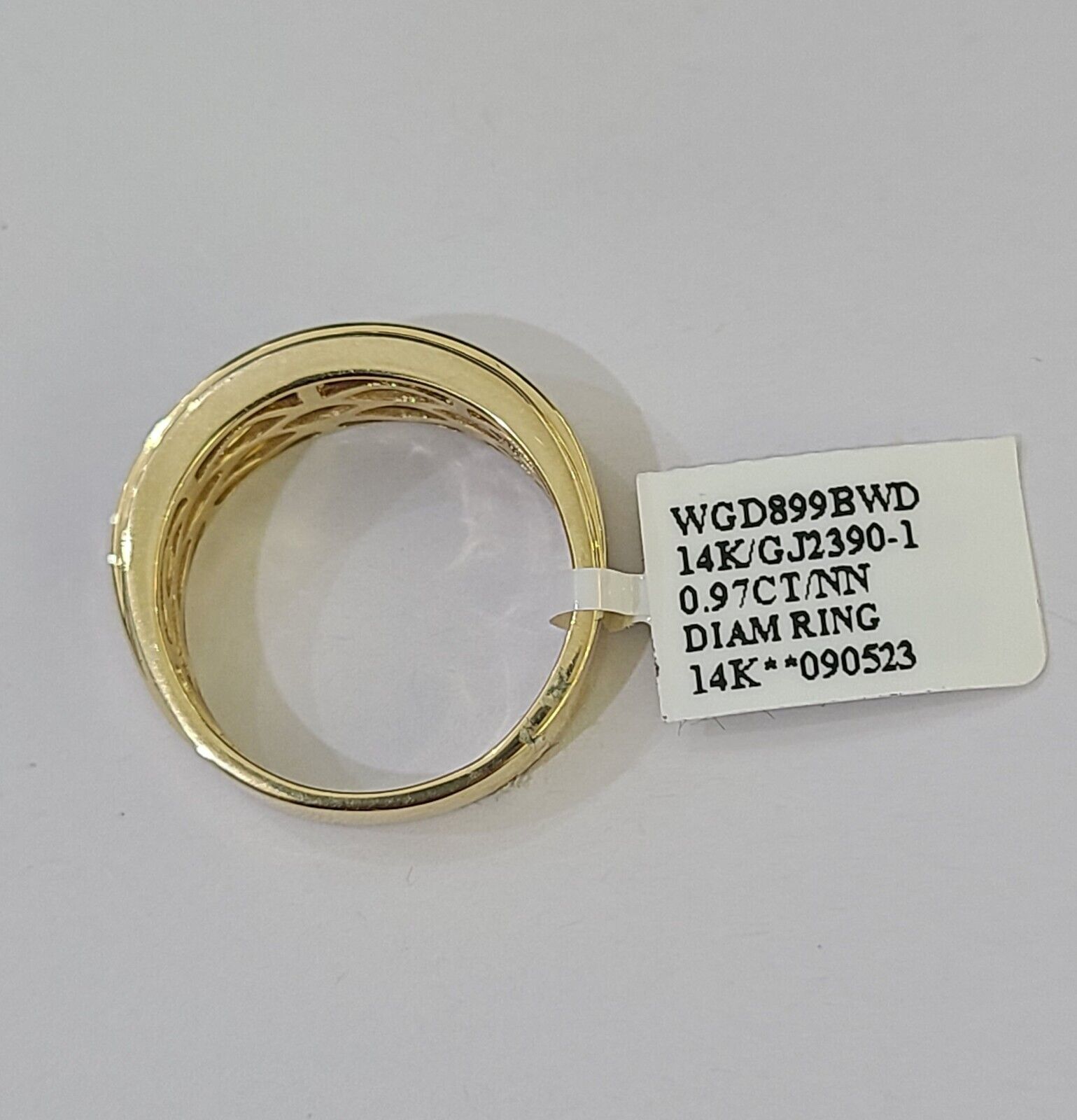 Real 14k Yellow Gold Diamond Mens Ring Two Row Band Wedding Genuine Natural - GoldenlinQ