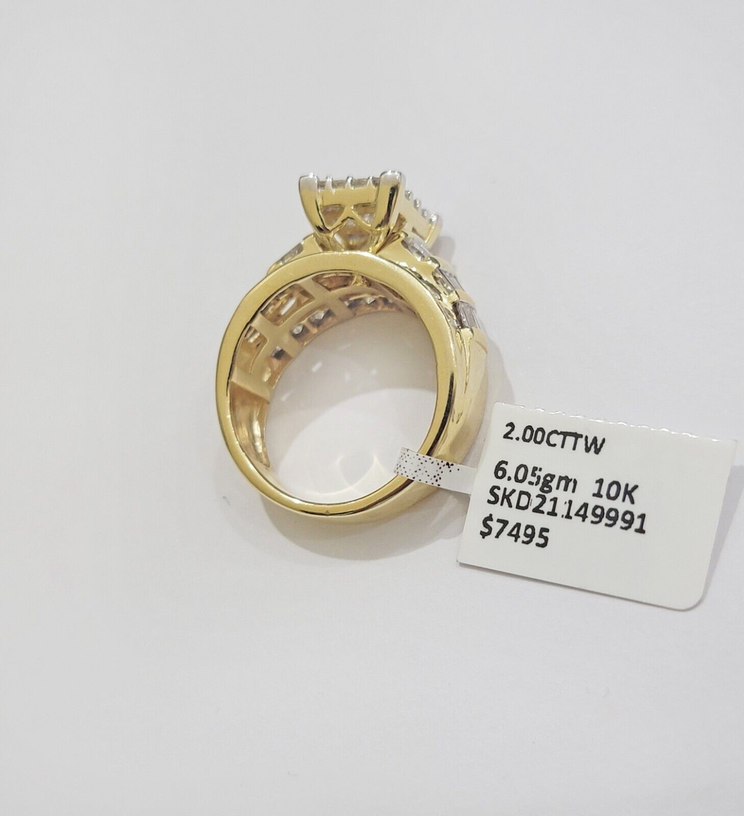 Real 14k Yellow Gold Diamond Ring 2CT Ladies Women Band Genuine, VALENTINE SALE - GoldenlinQ